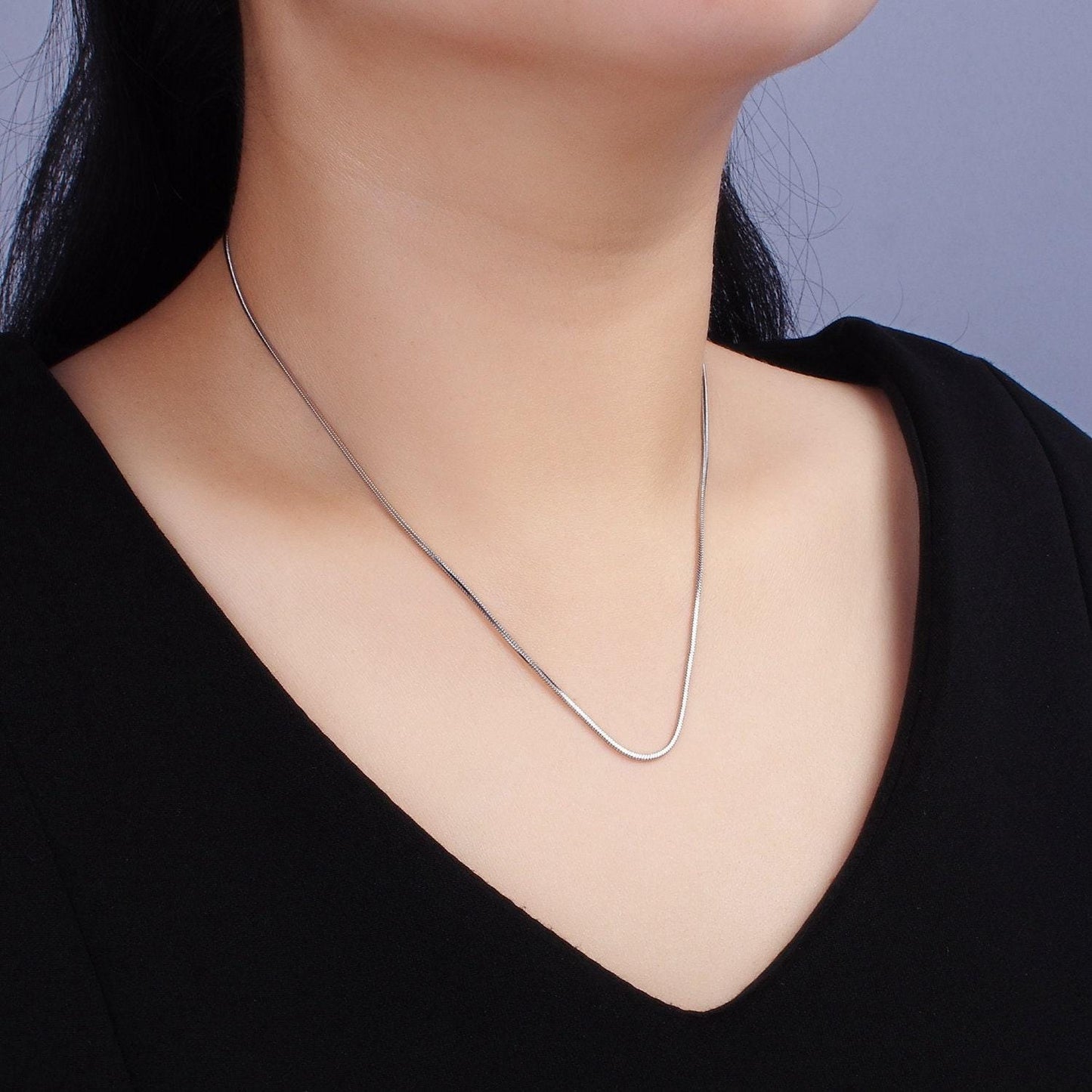 Stainless steel 1.2mm dainty snake 18 inch layering chain necklace | wa-2267