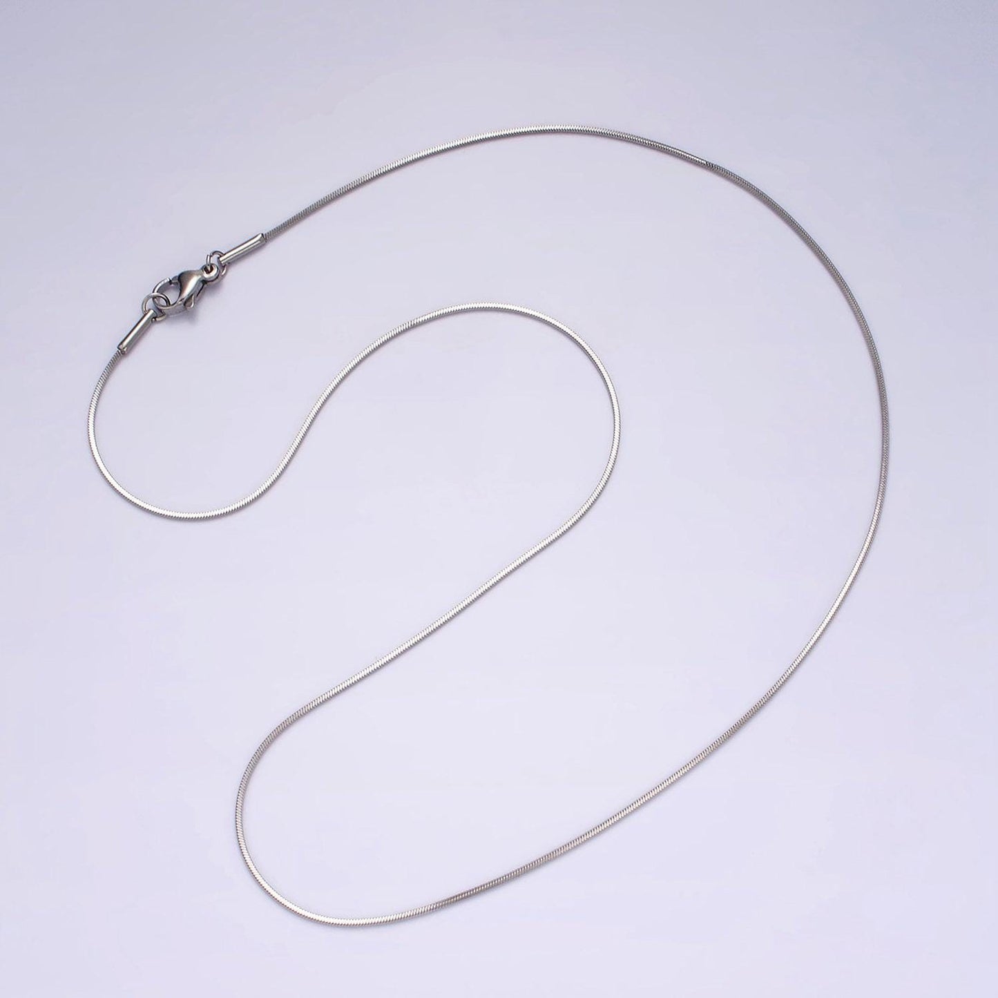 Stainless steel 1mm dainty flat snake 18 inch layering chain necklace | wa-2265
