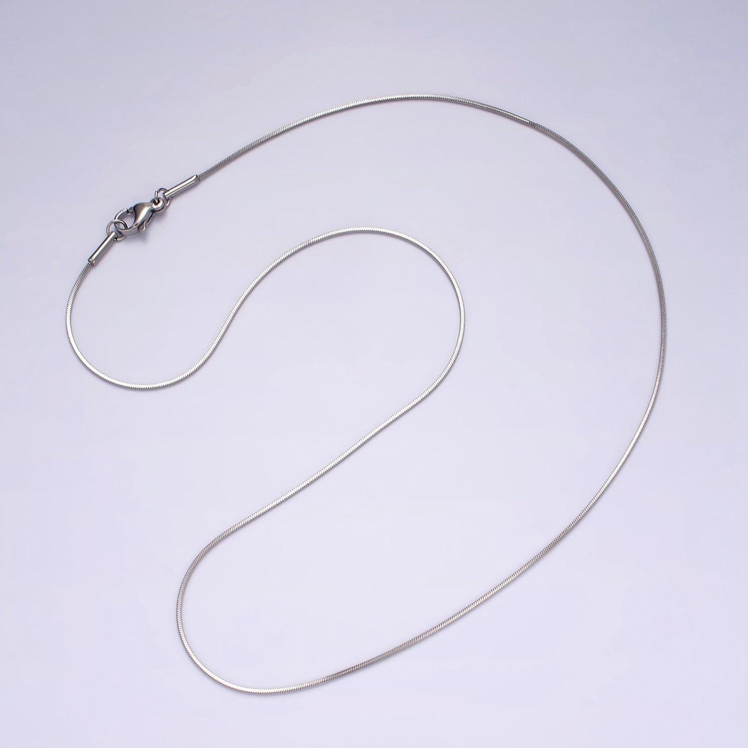 Stainless steel 1mm dainty flat snake 18 inch layering chain necklace | wa-2265