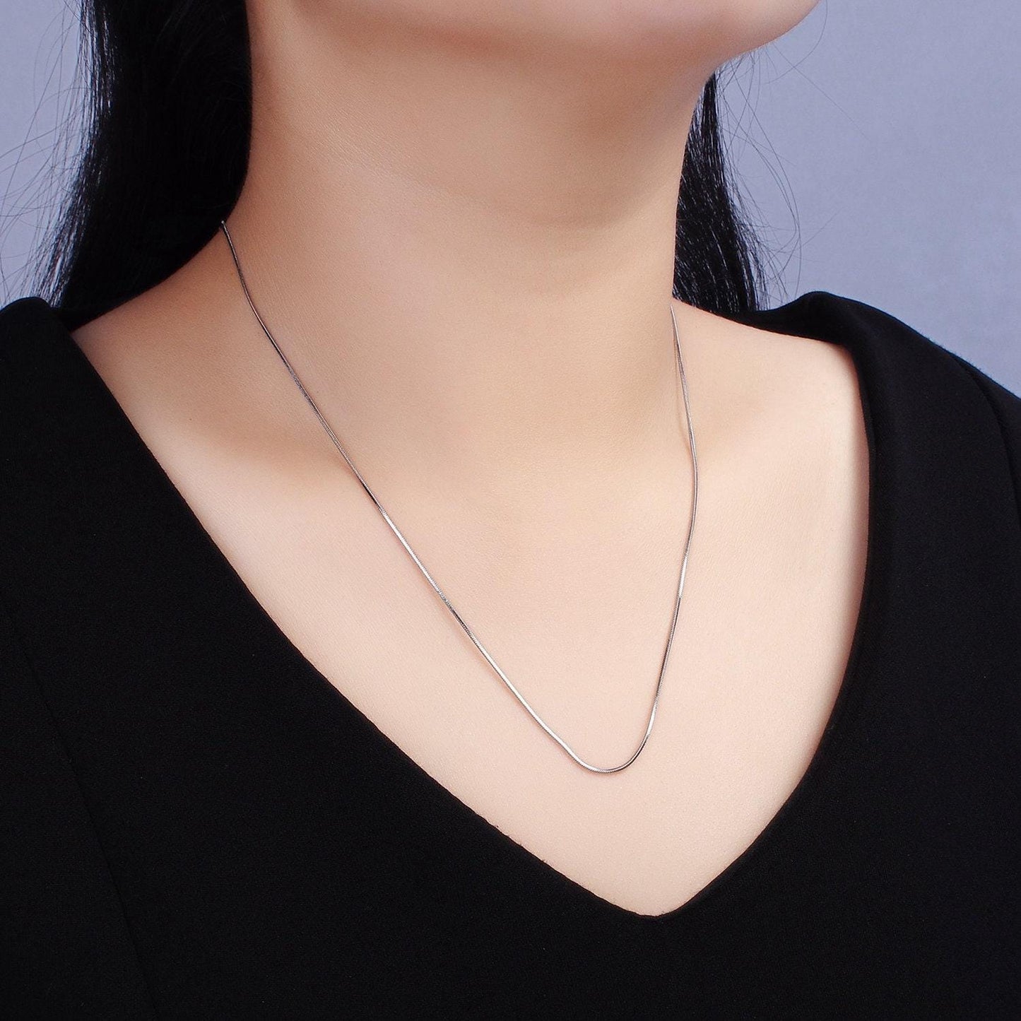 Stainless steel 1mm dainty snake 20 inch layering silver chain necklace | wa-2266