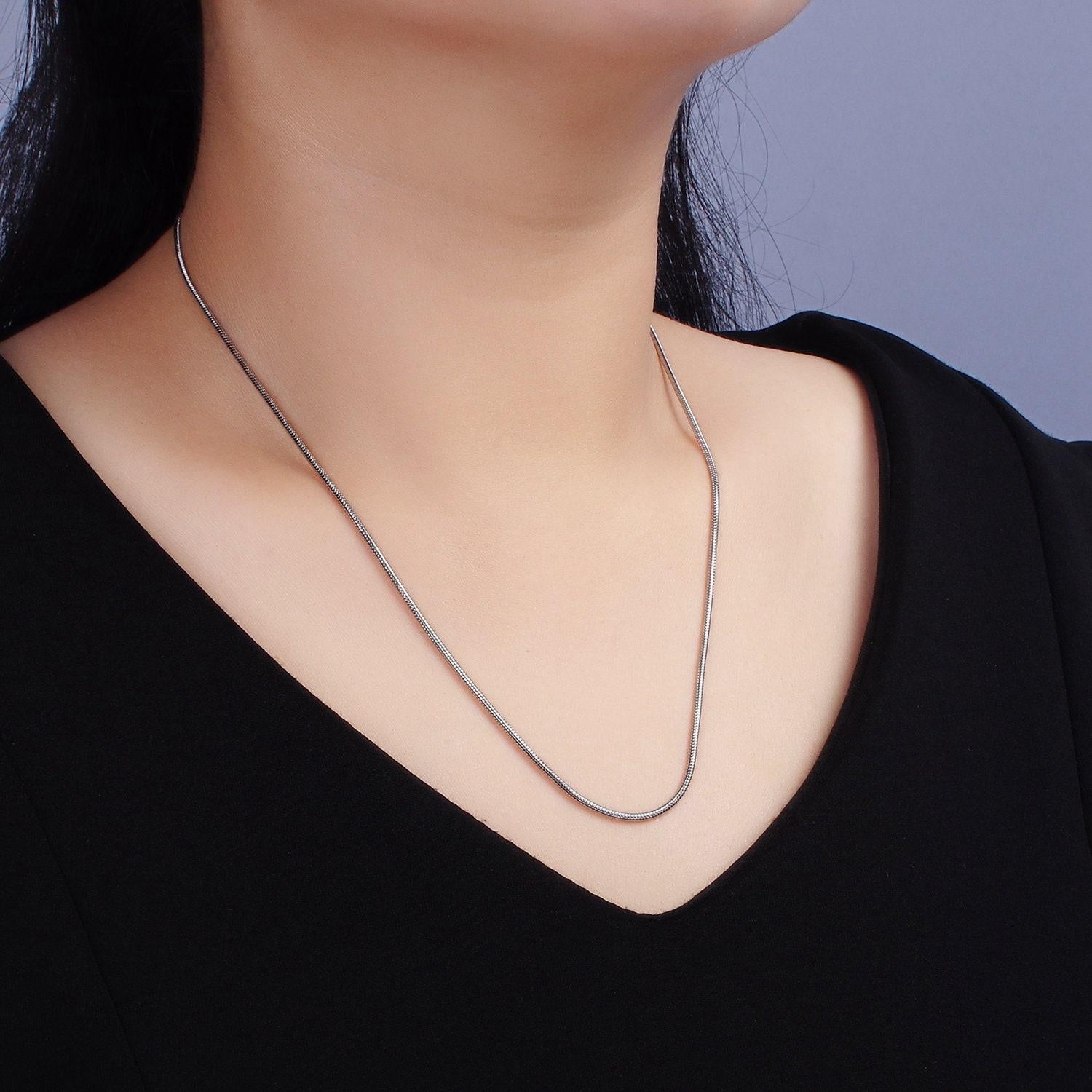 Stainless steel 1.5mm dainty snake 20 inch layering chain necklace | wa-2264