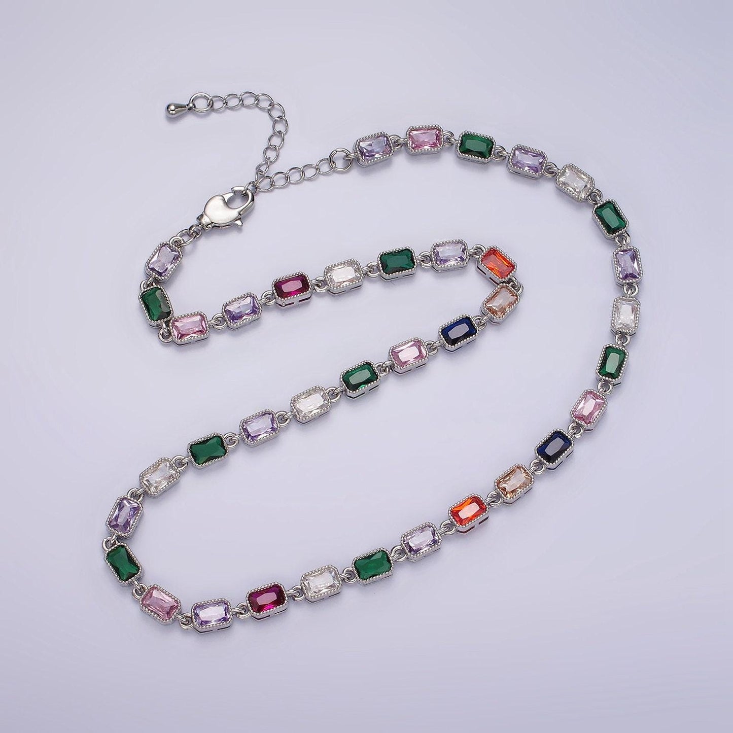 Gold filled necklace colorful cz stone necklace gemstone necklace crystal necklace dainty necklace christmas gift for her wa2248