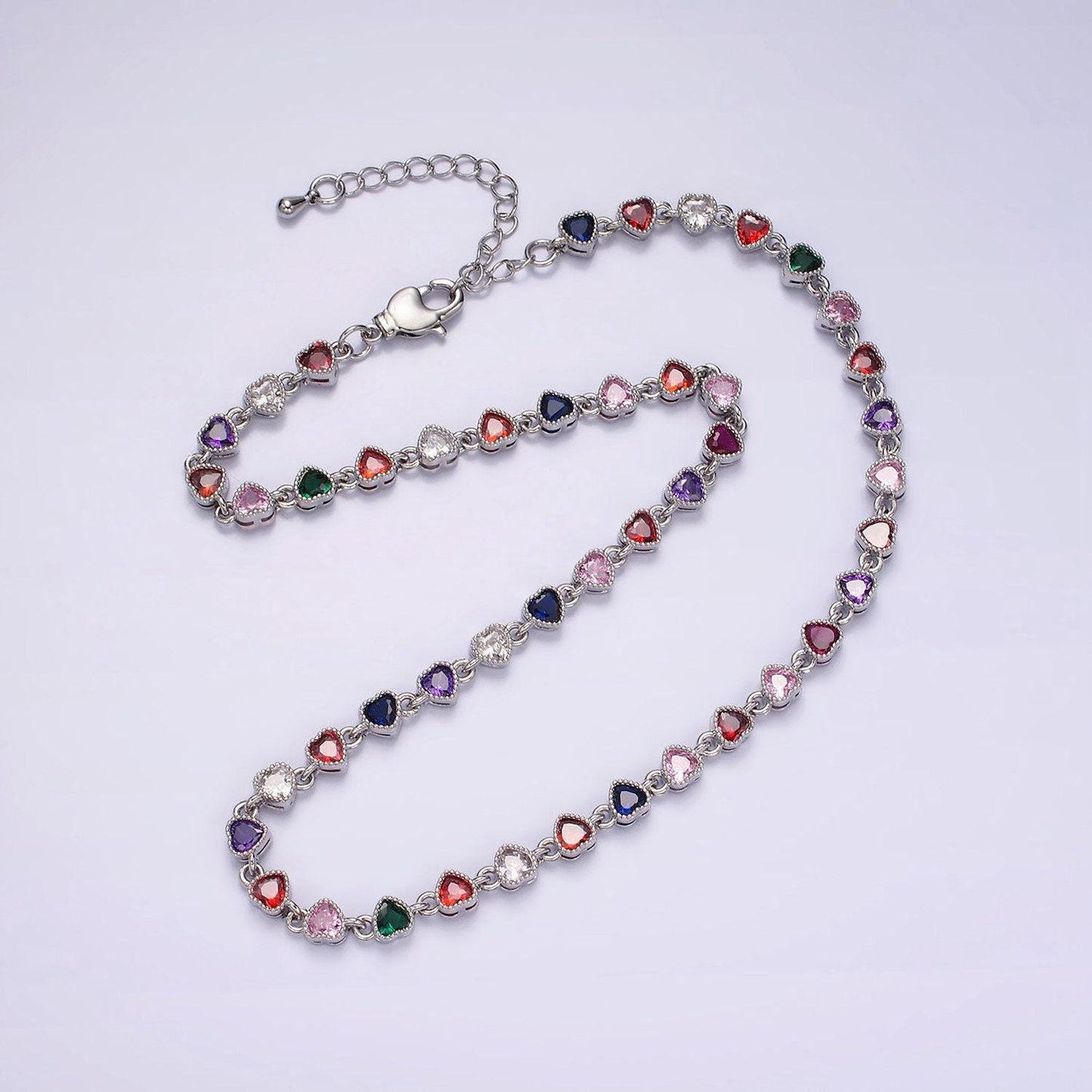 Gold necklace colorful necklace cz stone necklace 14k gold filled cubic heart necklace dainty necklace gift for her wa2244