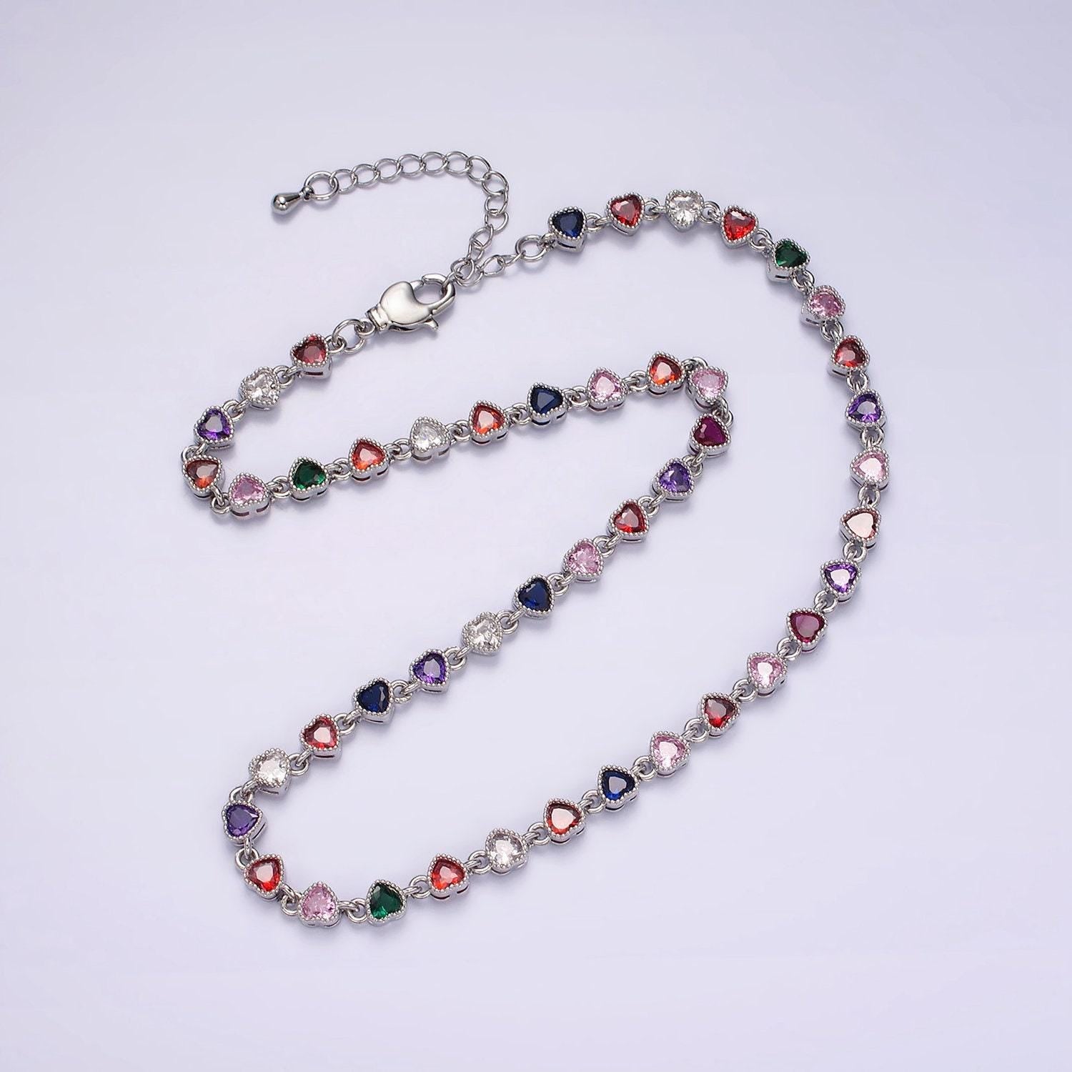 Gold necklace colorful necklace cz stone necklace 14k gold filled cubic heart necklace dainty necklace gift for her wa2244