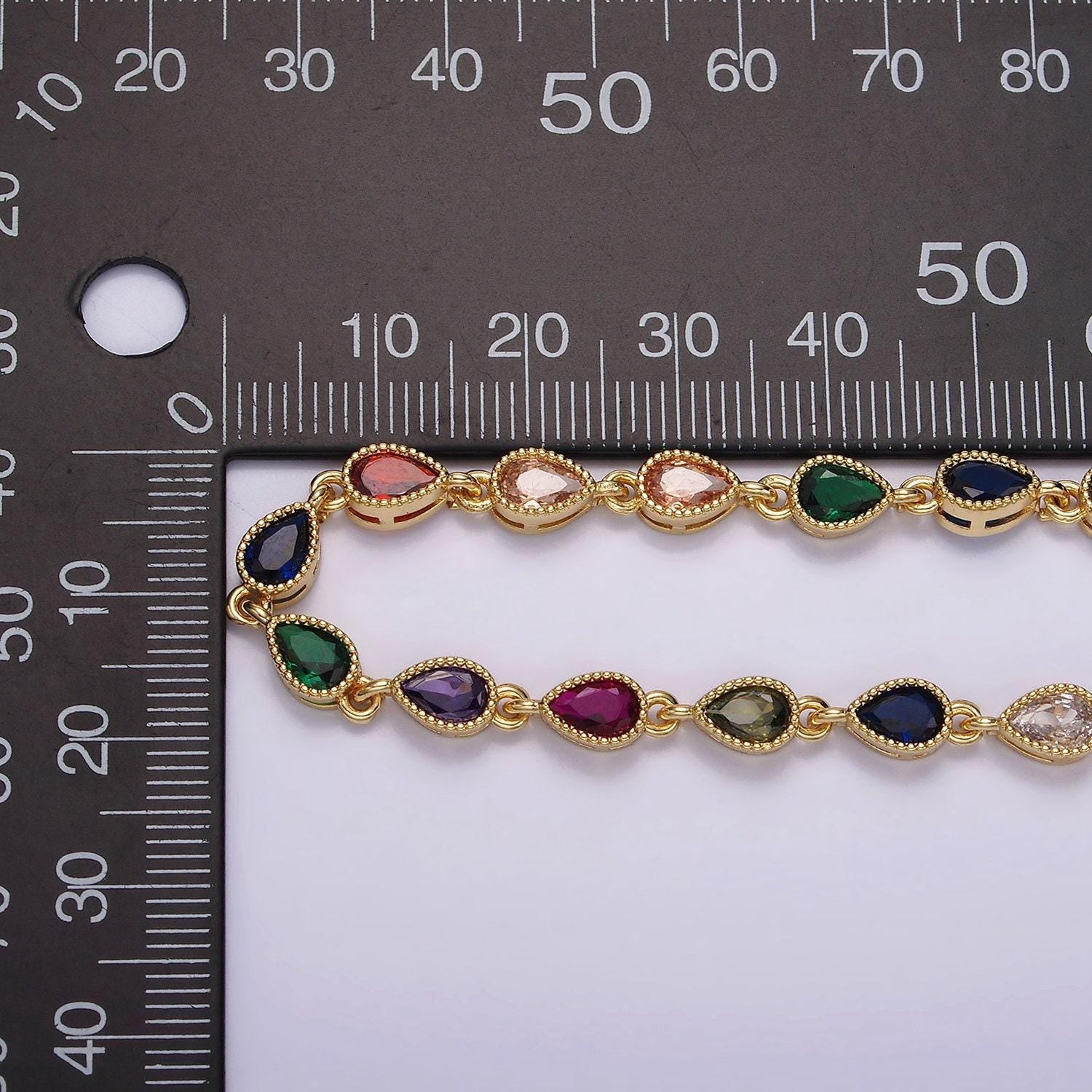 Gold filled necklace colorful cz stone necklace gemstone necklace tear drop crystal necklace dainty necklace christmas gift for her wa2242