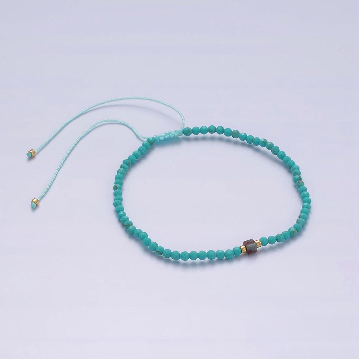 Natural stone beads, turquoise bead bracelet, dainty bracelet handmade adjustable rope friendship bracelet for gift friend bff wa-2219