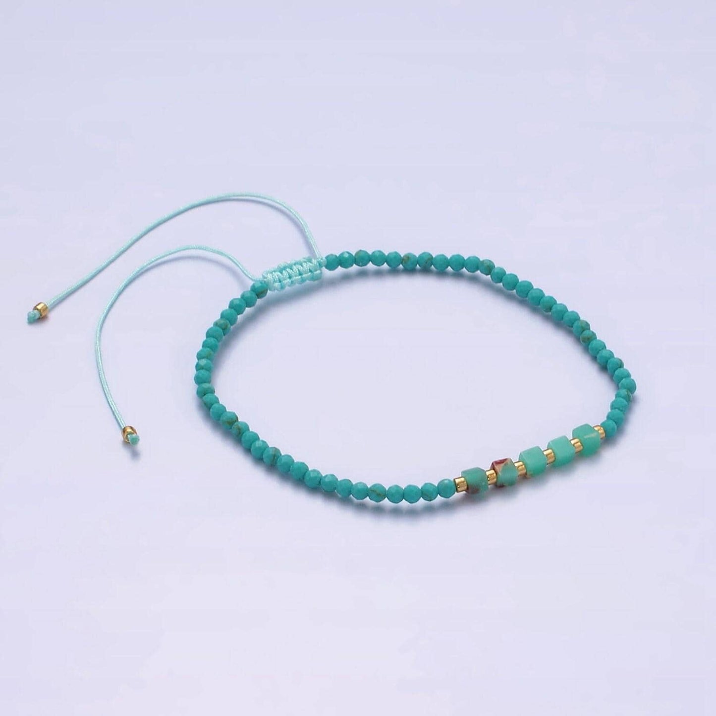 Natural stone beads, turquoise bead bracelet, dainty bracelet handmade adjustable rope friendship bracelet for gift friend bff wa-2219