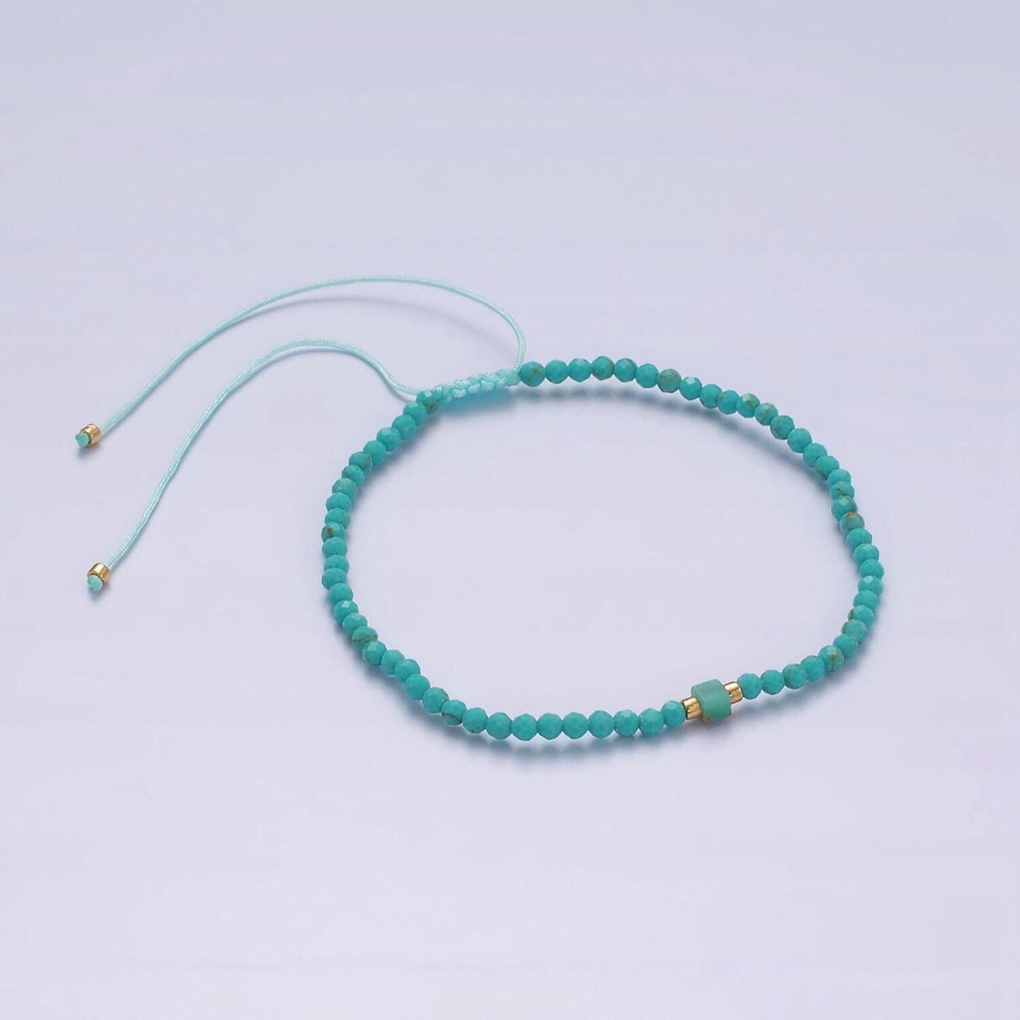 Natural stone beads, turquoise bead bracelet, dainty bracelet handmade adjustable rope friendship bracelet for gift friend bff wa-2219
