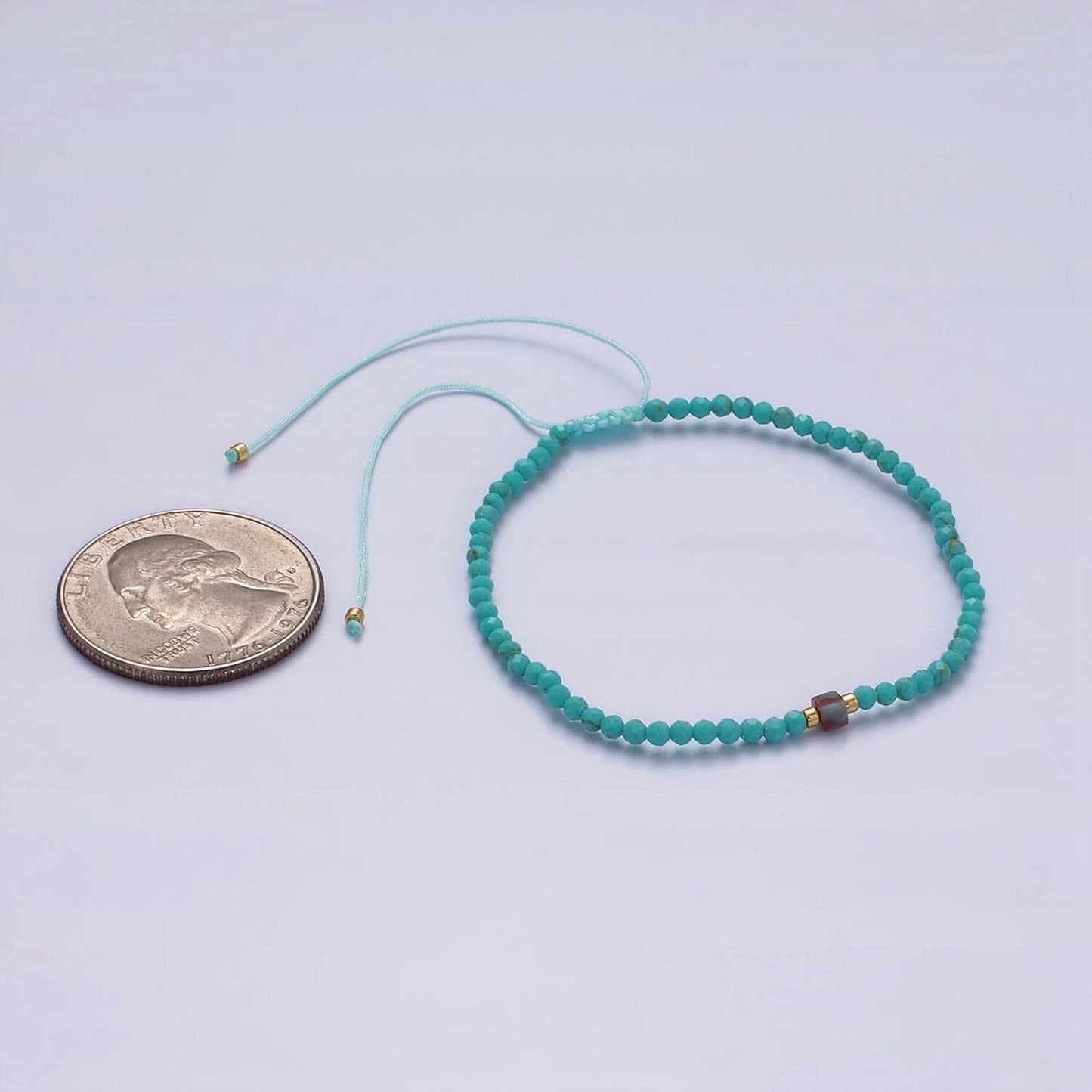Natural stone beads, turquoise bead bracelet, dainty bracelet handmade adjustable rope friendship bracelet for gift friend bff wa-2219