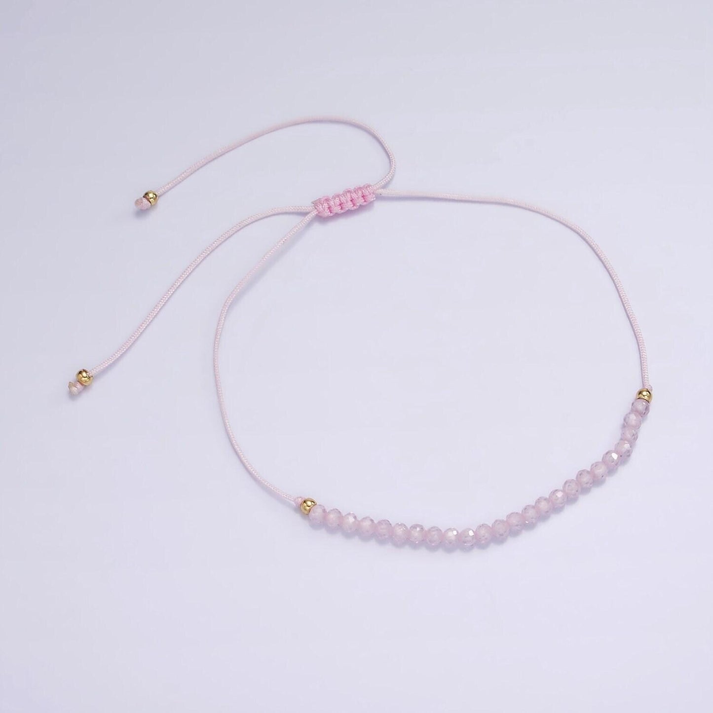 Pink friendship bracelet rope cord adjustable bracelet for women with gold beads wa2212 wa2213 wa2214