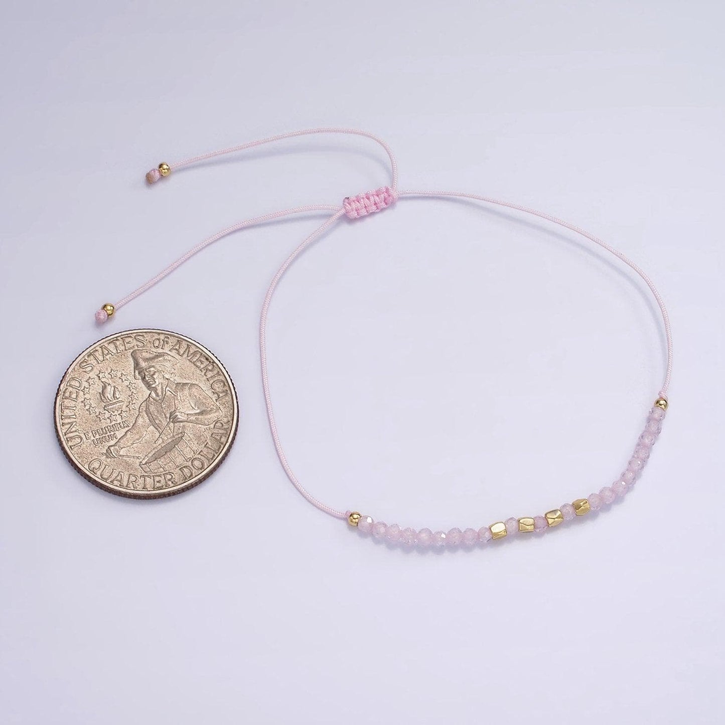 Pink friendship bracelet rope cord adjustable bracelet for women with gold beads wa2212 wa2213 wa2214