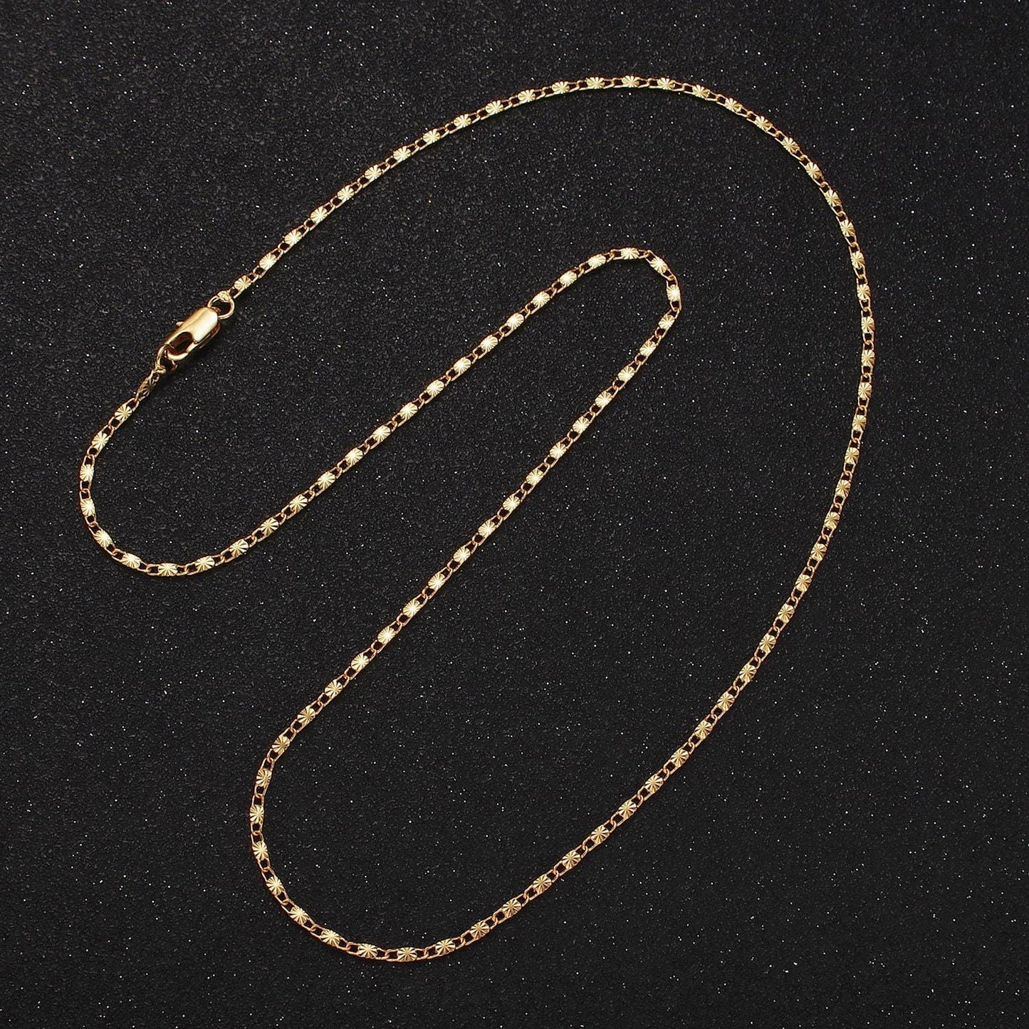 14k gold filled 1.5mm sunburst unique link 18, 20 inch layering chain necklace | wa-2208