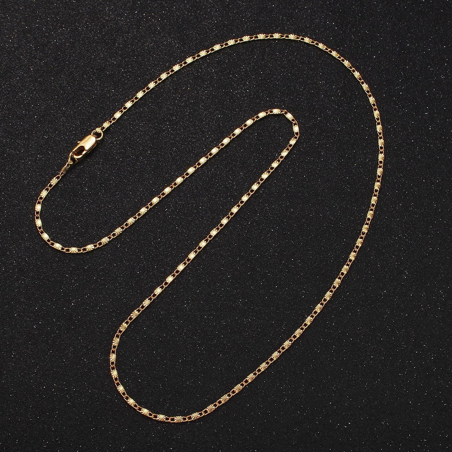 14k gold filled 1.5mm sunburst unique link 18, 20 inch layering chain necklace | wa-2208
