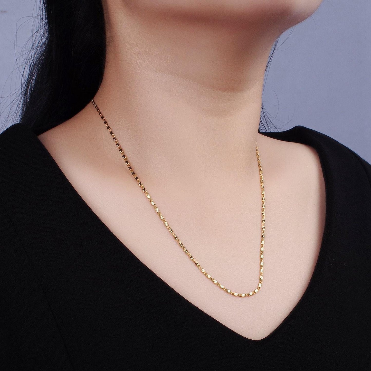 14k gold filled 1.5mm sunburst unique link 18, 20 inch layering chain necklace | wa-2208