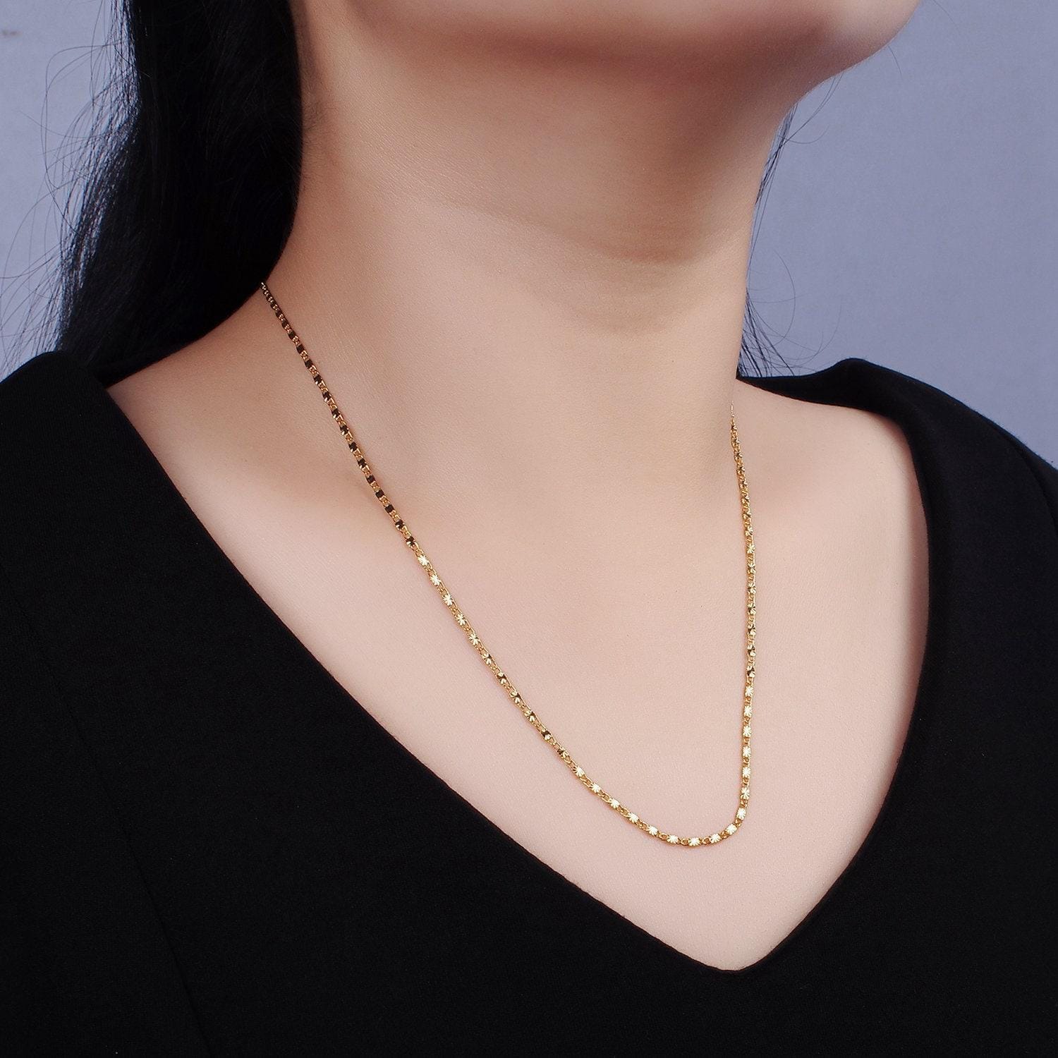14k gold filled 1.5mm sunburst unique link 18, 20 inch layering chain necklace | wa-2208