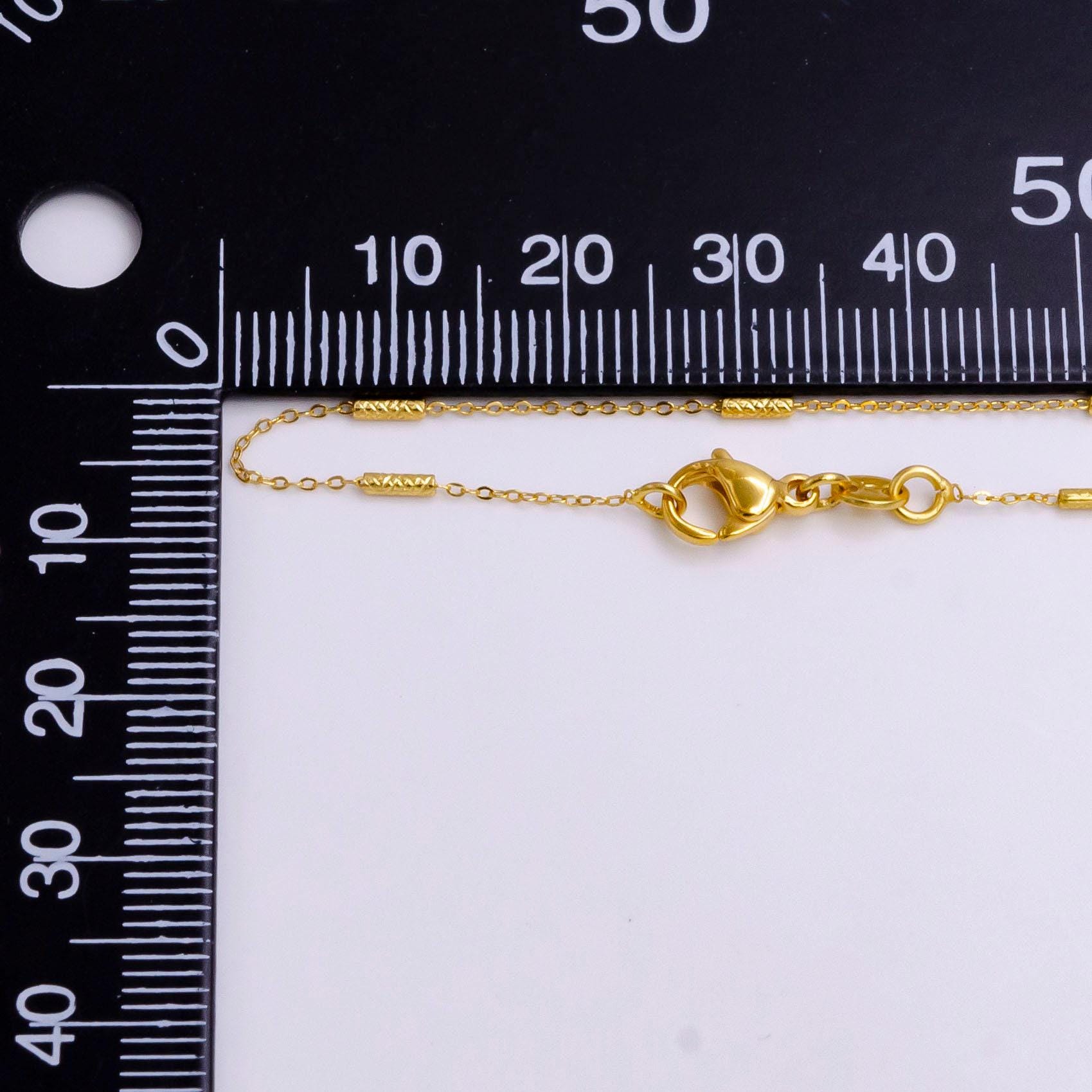17.5 inch satellite chain gold dainty tube beaded necklace ready to wear for jewelry making w/ clasp wa-2210