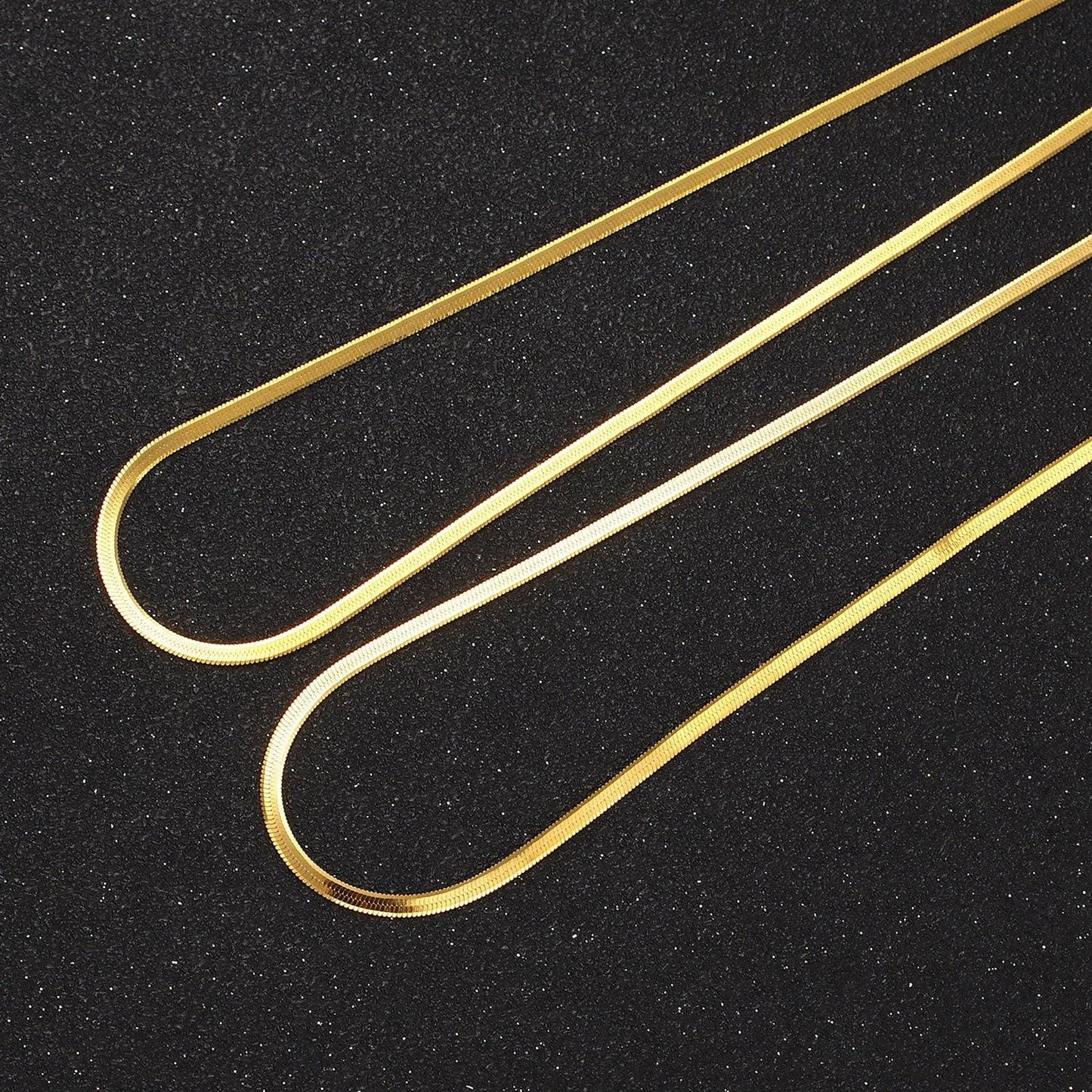 2mm vermeil gold herringbone finished necklace chain - 925 sterling silver over 18k gold with spring clasps layering necklace wa2156