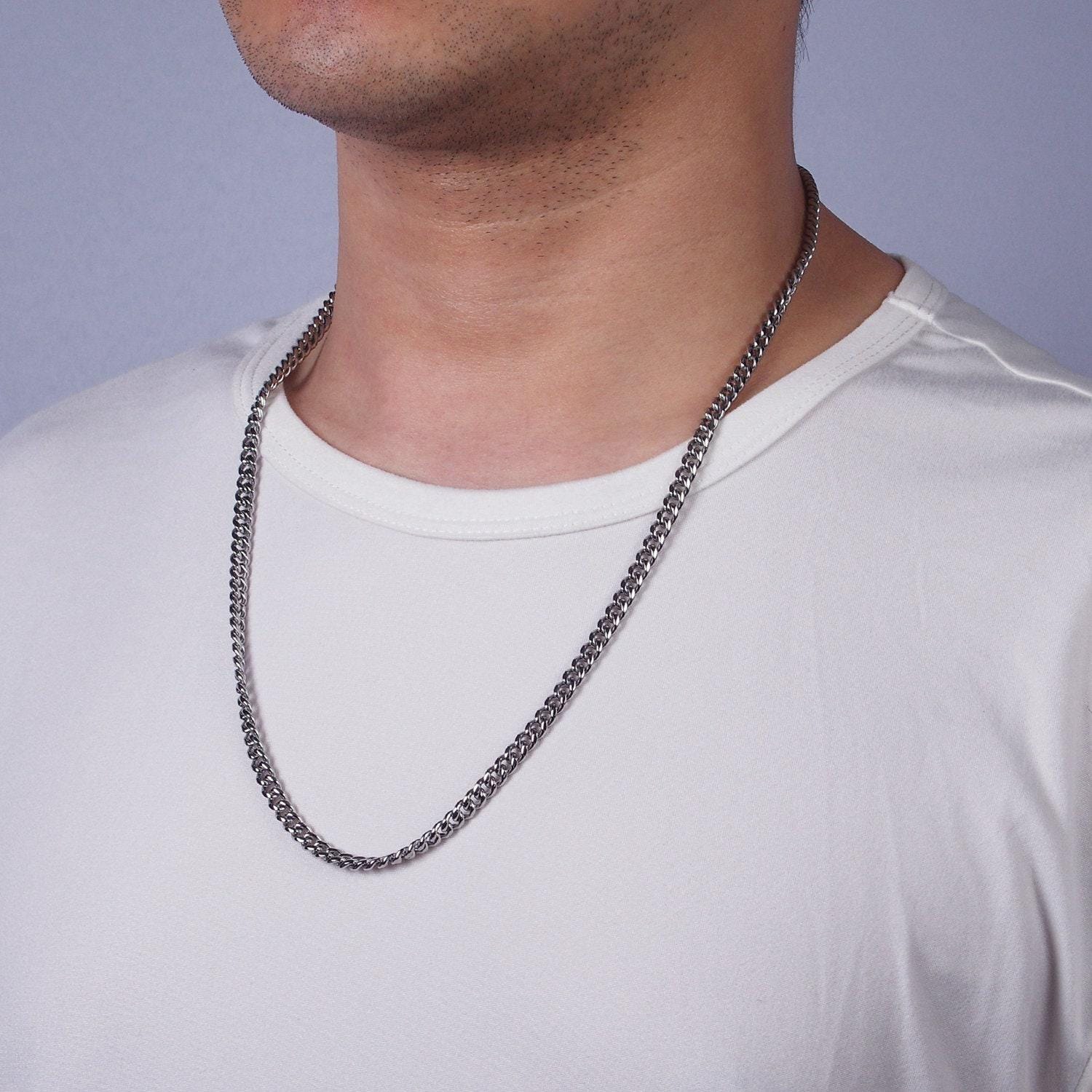 5mm curb chain necklaces 21.6" or 23.6 " chain , lobster clasp in silver , gold - wholesale stainless steel chains wa2139~wa2142