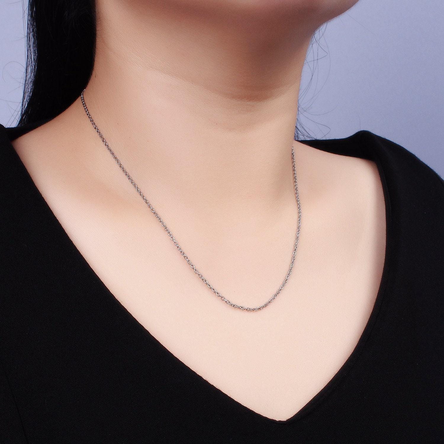 Stainless steel 0.8mm dainty cable chain 18 inch layering chain necklace | wa-2110