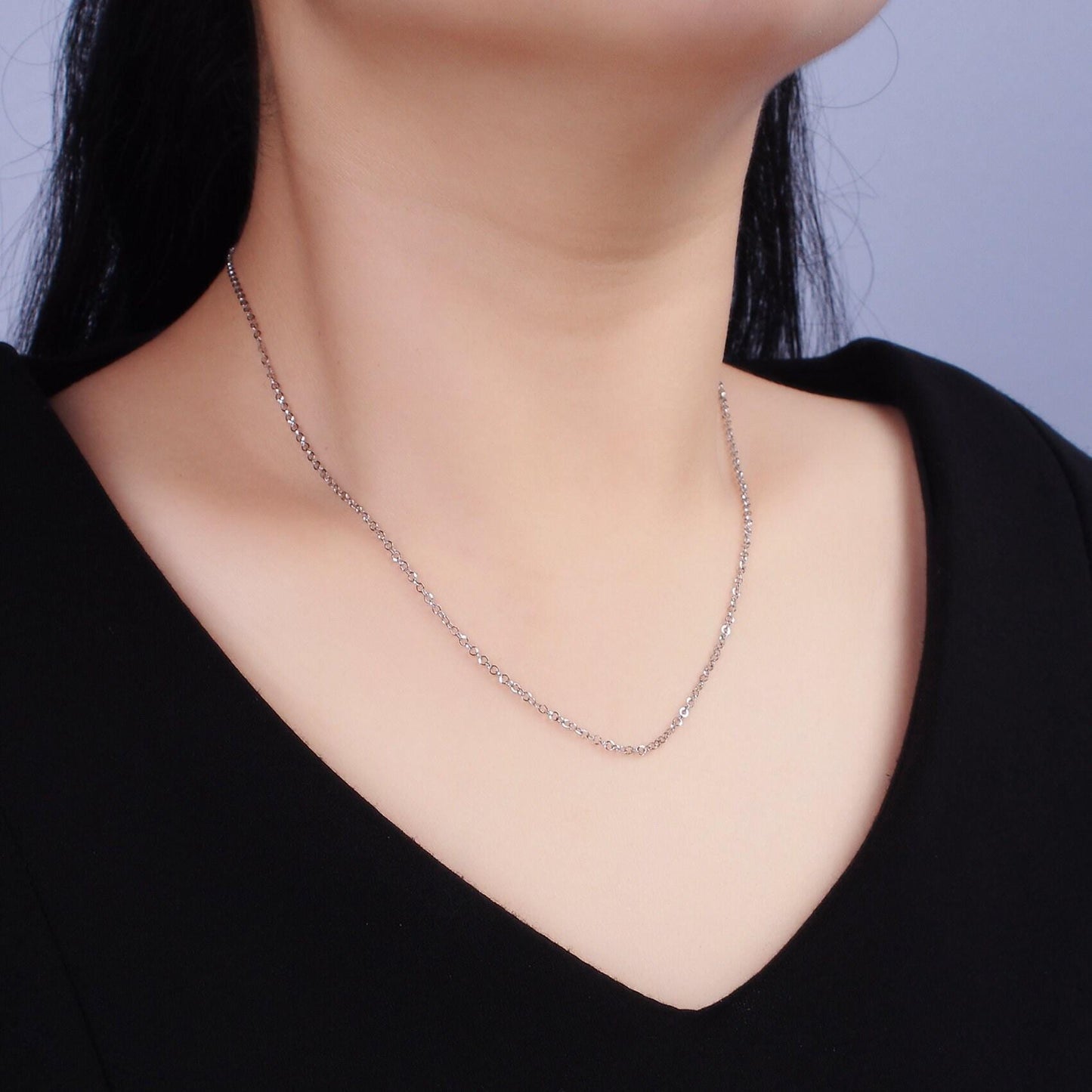 Stainless steel 1.5mm rolo 18 inch minimalist layering chain necklace | wa-2109