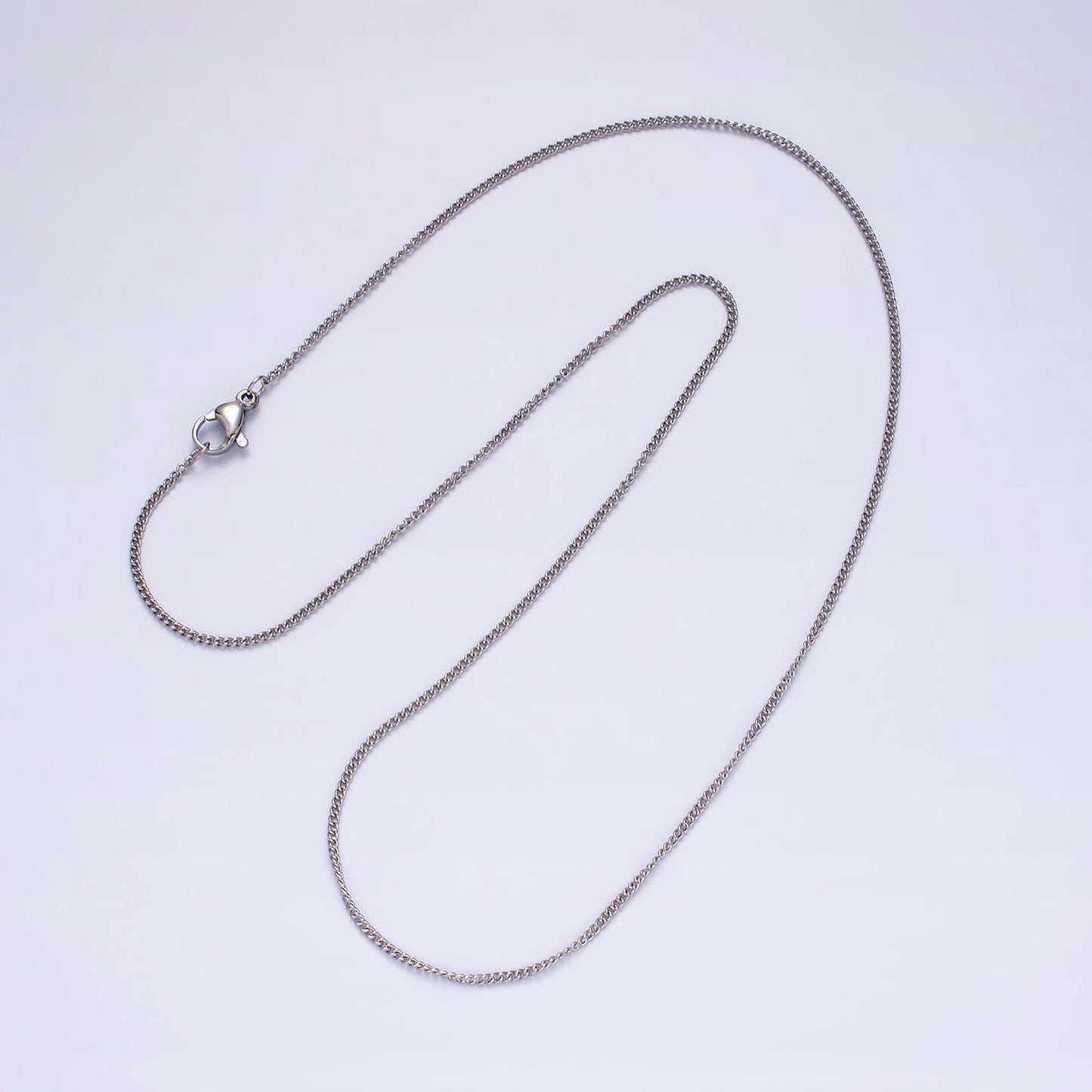 Stainless steel 2mm sunburst cable 18 inch layering chain necklace in silver | wa-2107