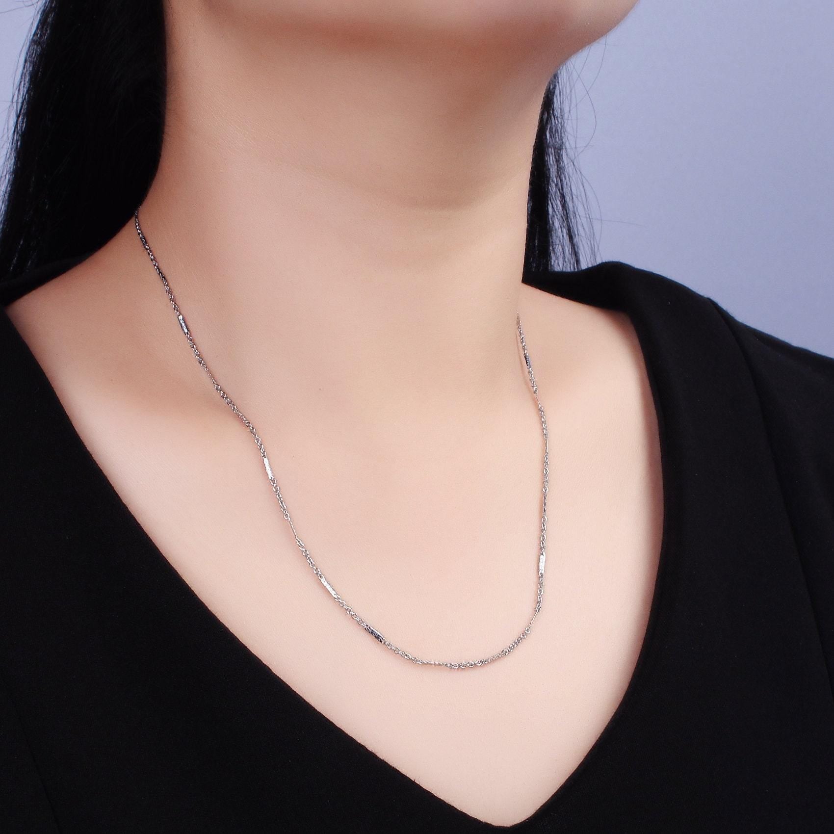 Dainty cable chain necklace for women stainless steel necklace 19.68 inch long wa-2105