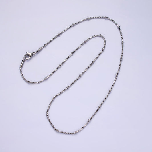 Stainless steel 2mm satellite box 18 inch chain necklace in silver | wa-2103