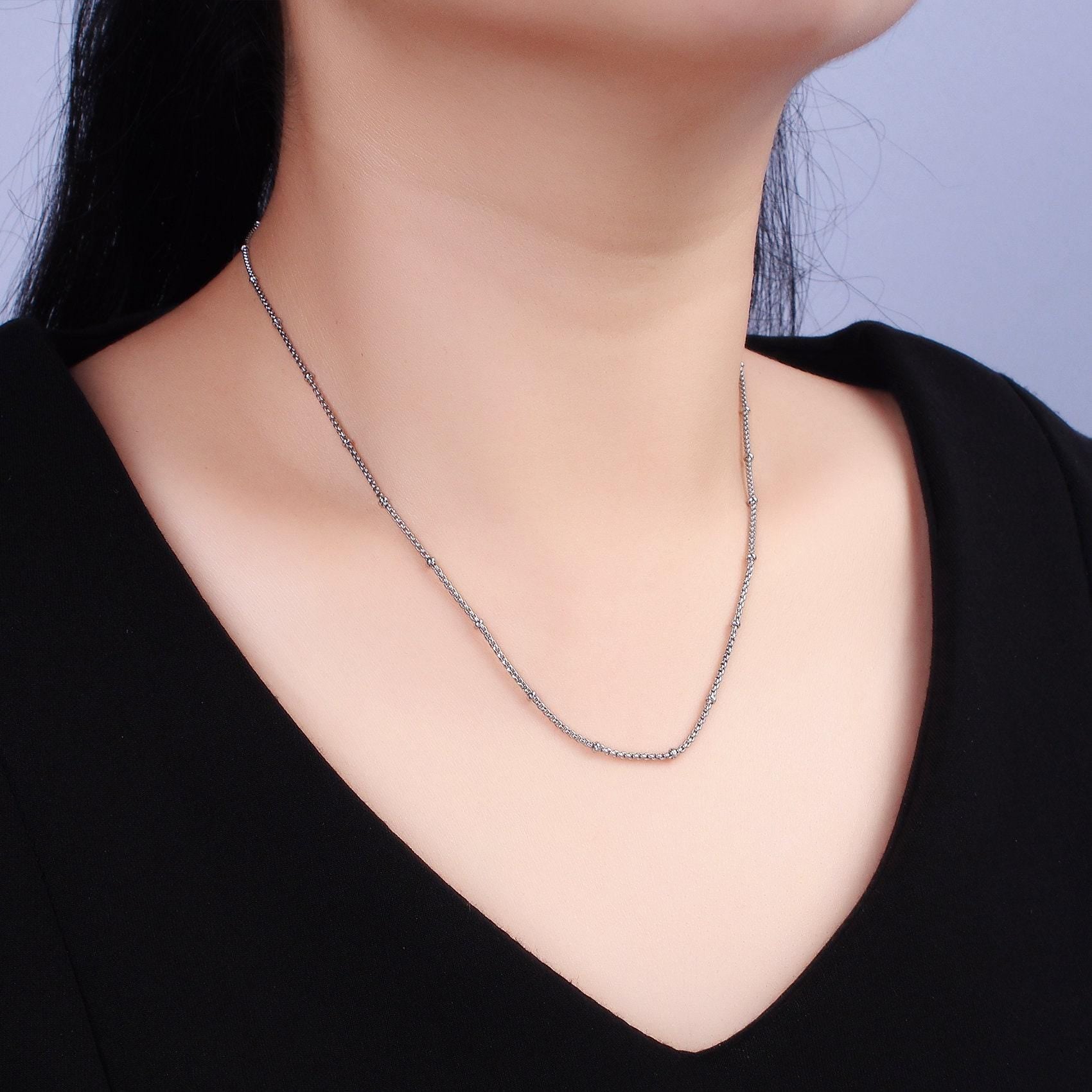 Stainless steel 2mm satellite box 18 inch chain necklace in silver | wa-2103