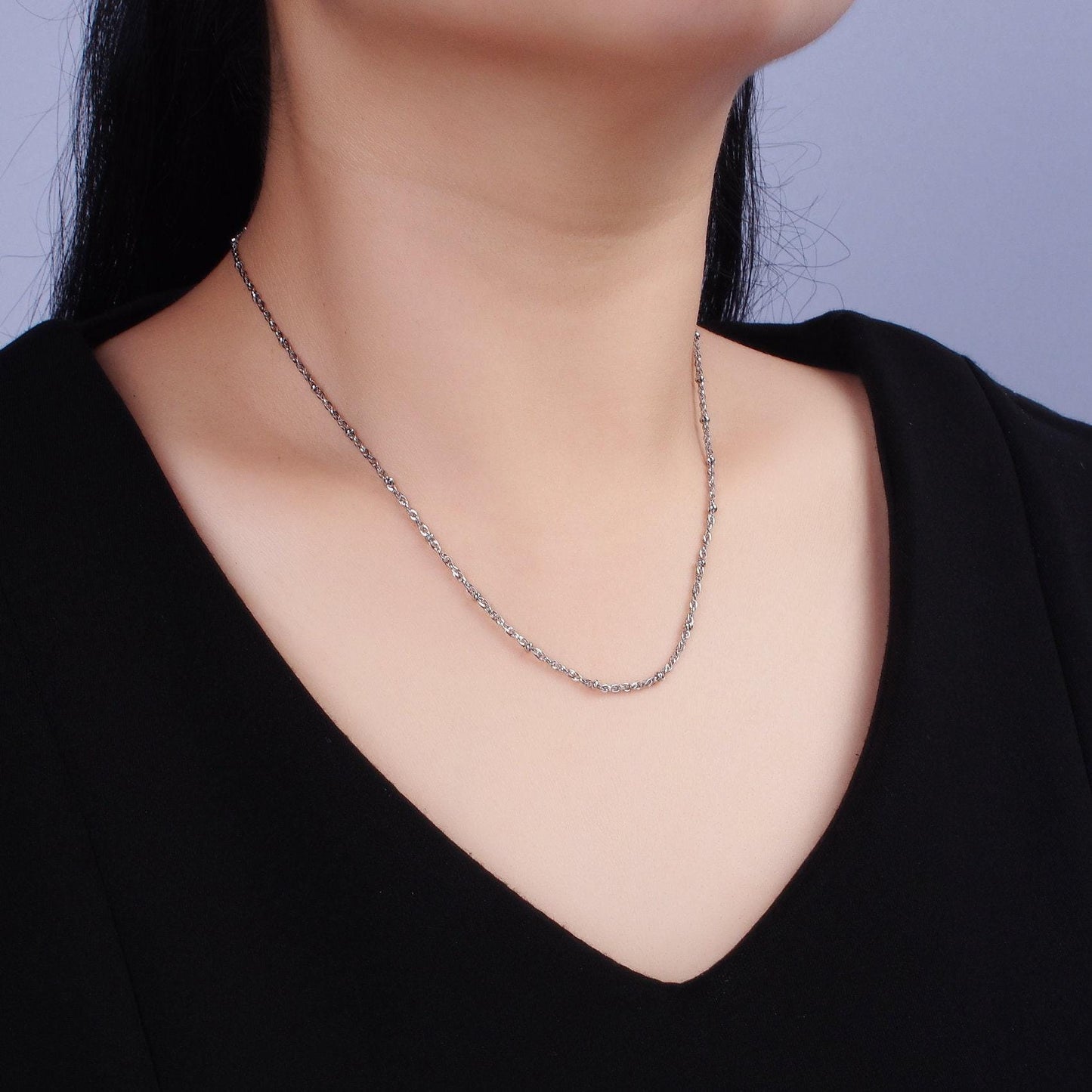 Stainless steel 2mm satellite singapore 18 inch layering chain necklace | wa-2102