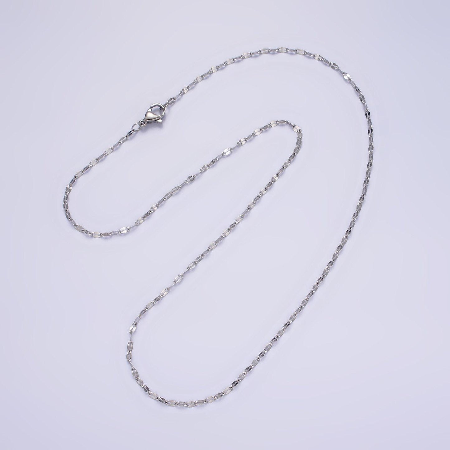 18'' ready to use stainless steel flat cable link chain, layer necklace | wa-2100