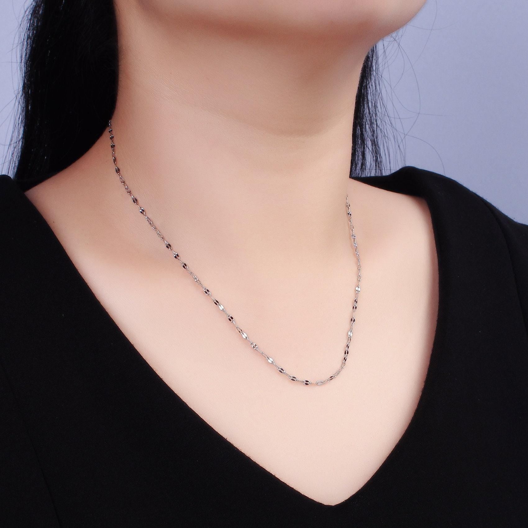 18'' ready to use stainless steel flat cable link chain, layer necklace | wa-2100