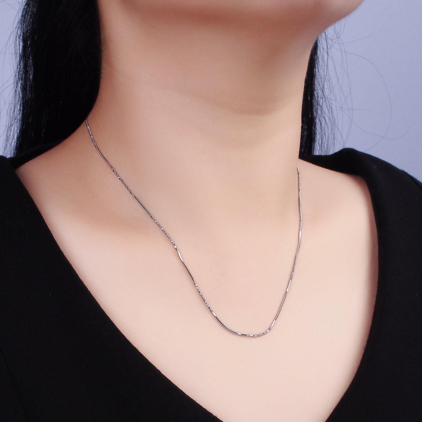 18.5'' ready to use stainless steel cocoon necklace chain, layer snake twisted chain necklace | wa-2095