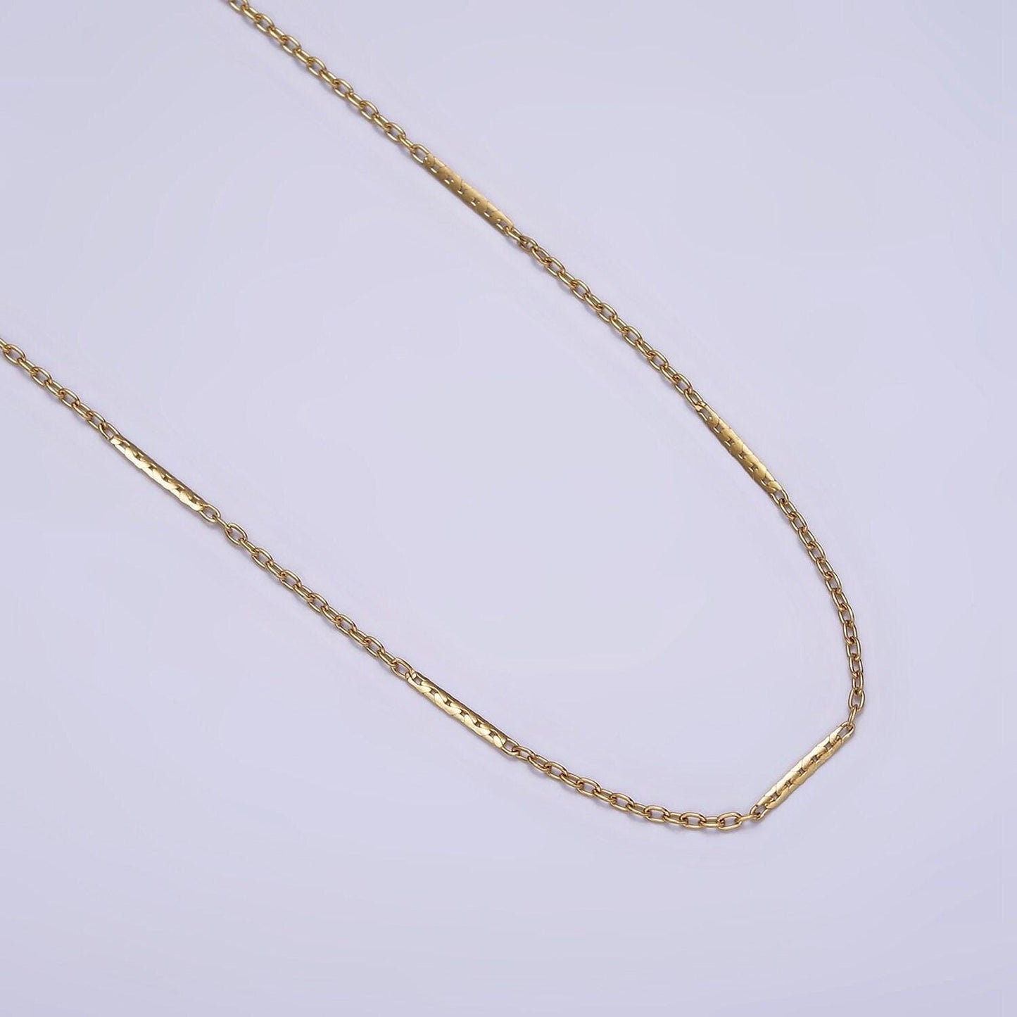 Stainless steel 1mm dainty unique flat cable link 17 inch chain necklace | wa-2041