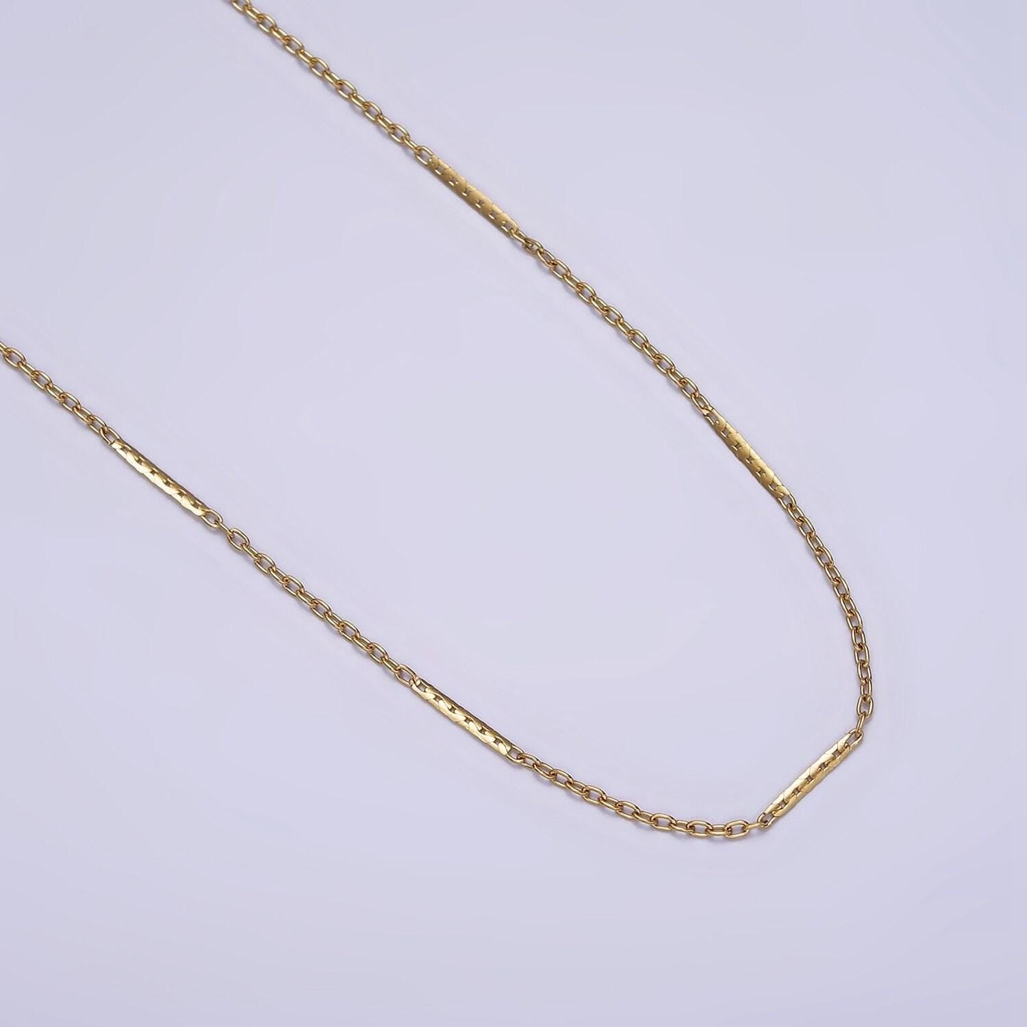 Stainless steel 1mm dainty unique flat cable link 17 inch chain necklace | wa-2041