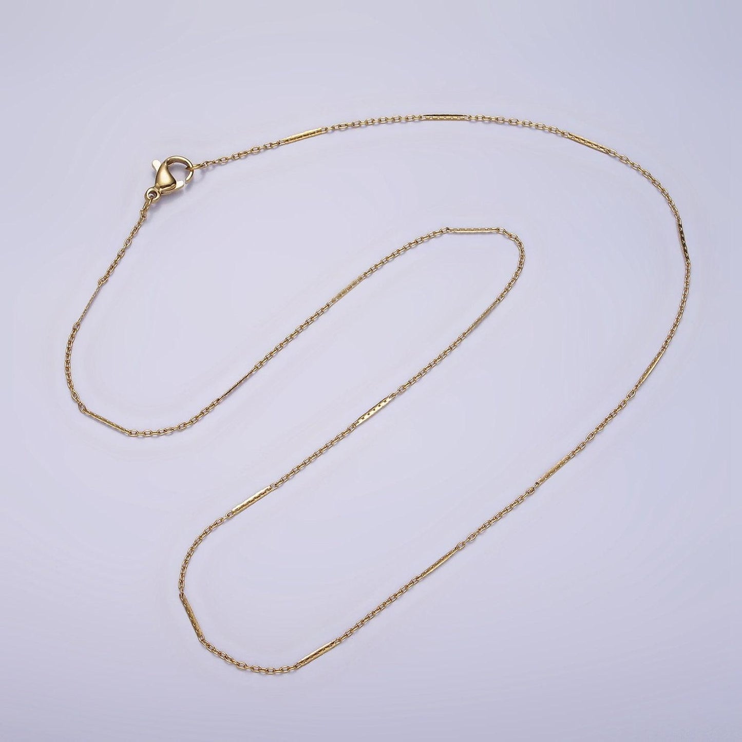 Stainless steel 1mm dainty unique flat cable link 17 inch chain necklace | wa-2041