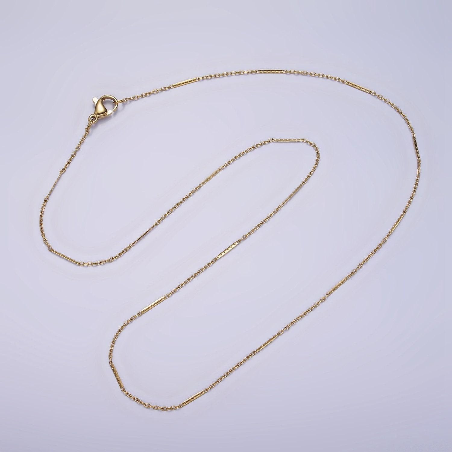Stainless steel 1mm dainty unique flat cable link 17 inch chain necklace | wa-2041