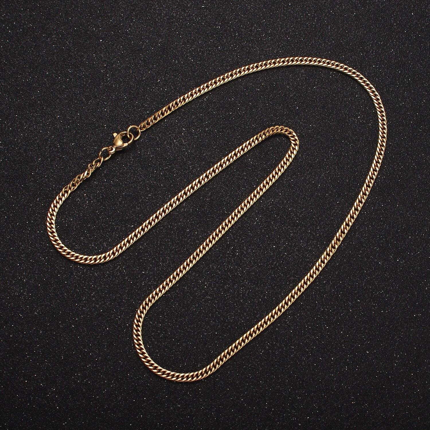 Stainless steel 2.5mm flat concave curb 18 inch chain layering necklace | wa-2029