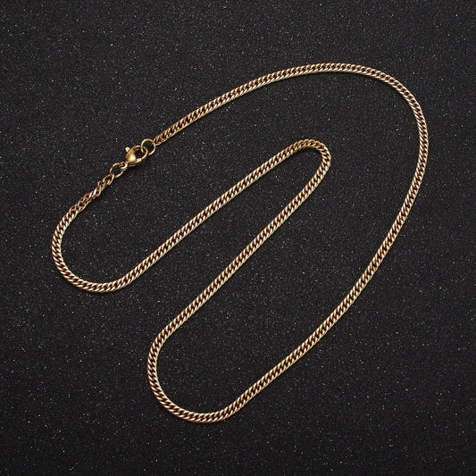 Stainless steel 2.5mm flat concave curb 18 inch chain layering necklace | wa-2029