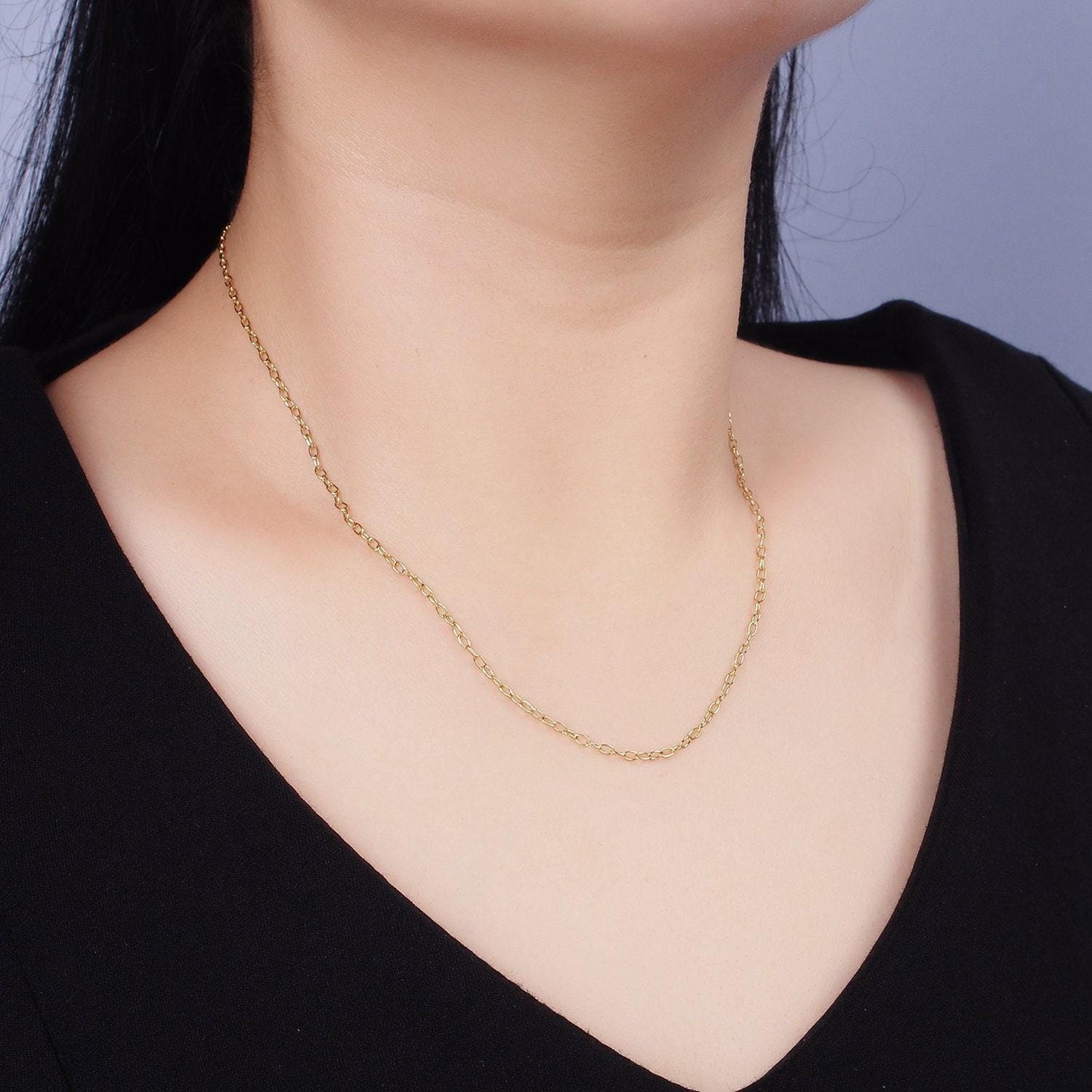 Stainless steel 1.8mm dainty cable 18 inch layering chain necklace | wa-2026