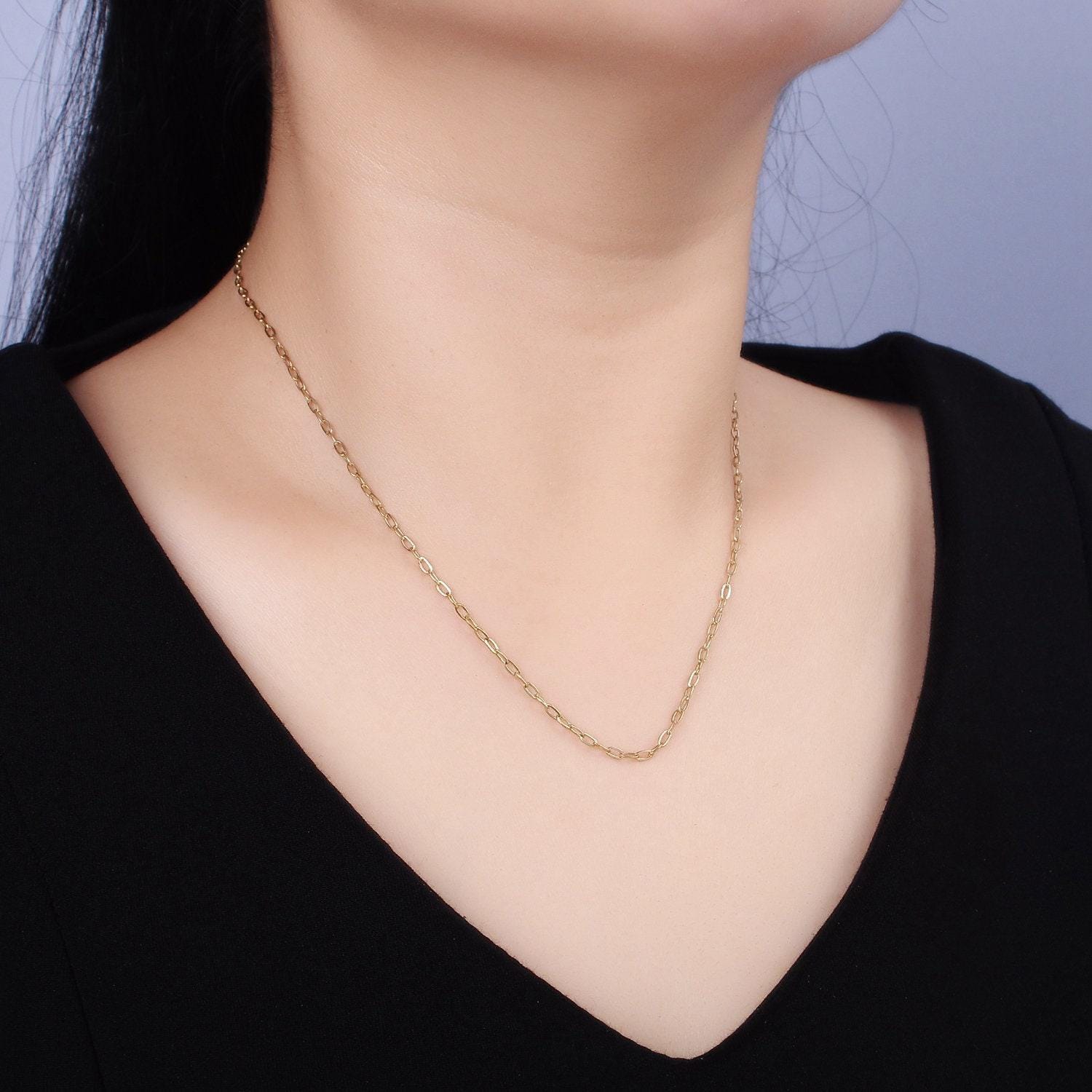 Stainless steel 2mm dainty cable chain 17.72 layering chain necklace | wa-2025