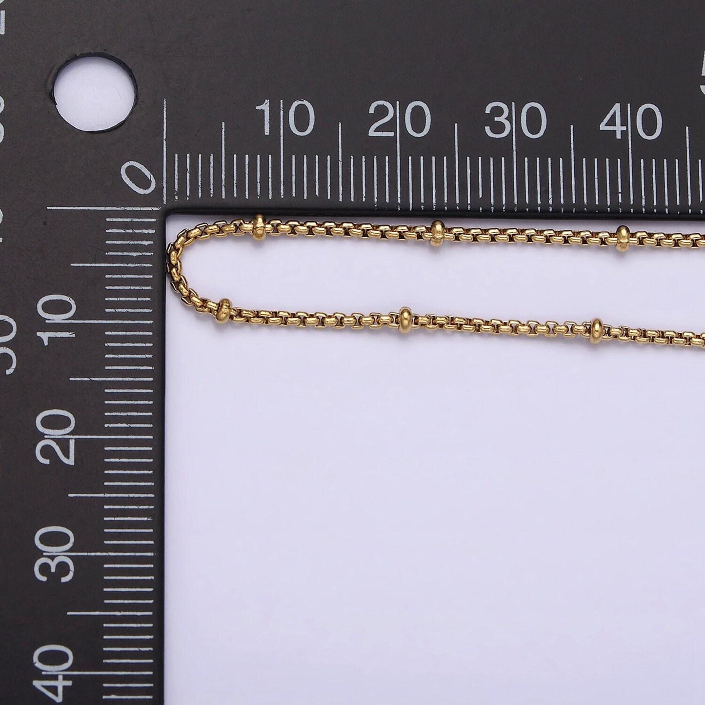 Stainless steel 2mm satellite box 18 inch chain necklace in gold | wa-2024