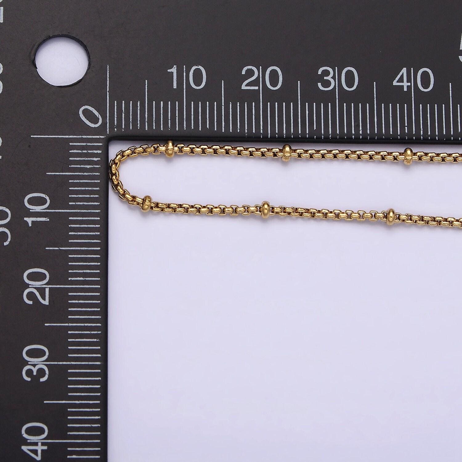 Stainless steel 2mm satellite box 18 inch chain necklace in gold | wa-2024