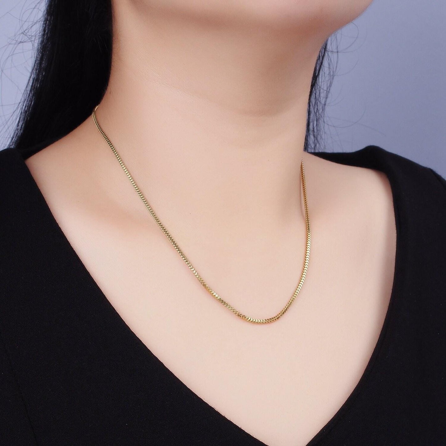 Stainless steel 1.5mm dainty box chain 18 inch layering necklace | wa-2020
