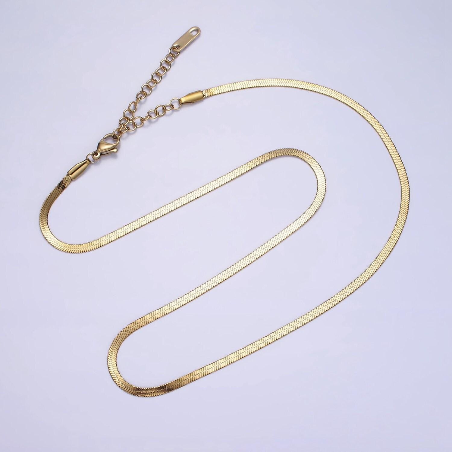 Stainless steel 2mm herringbone 18 inch layering chain necklace | wa-2017