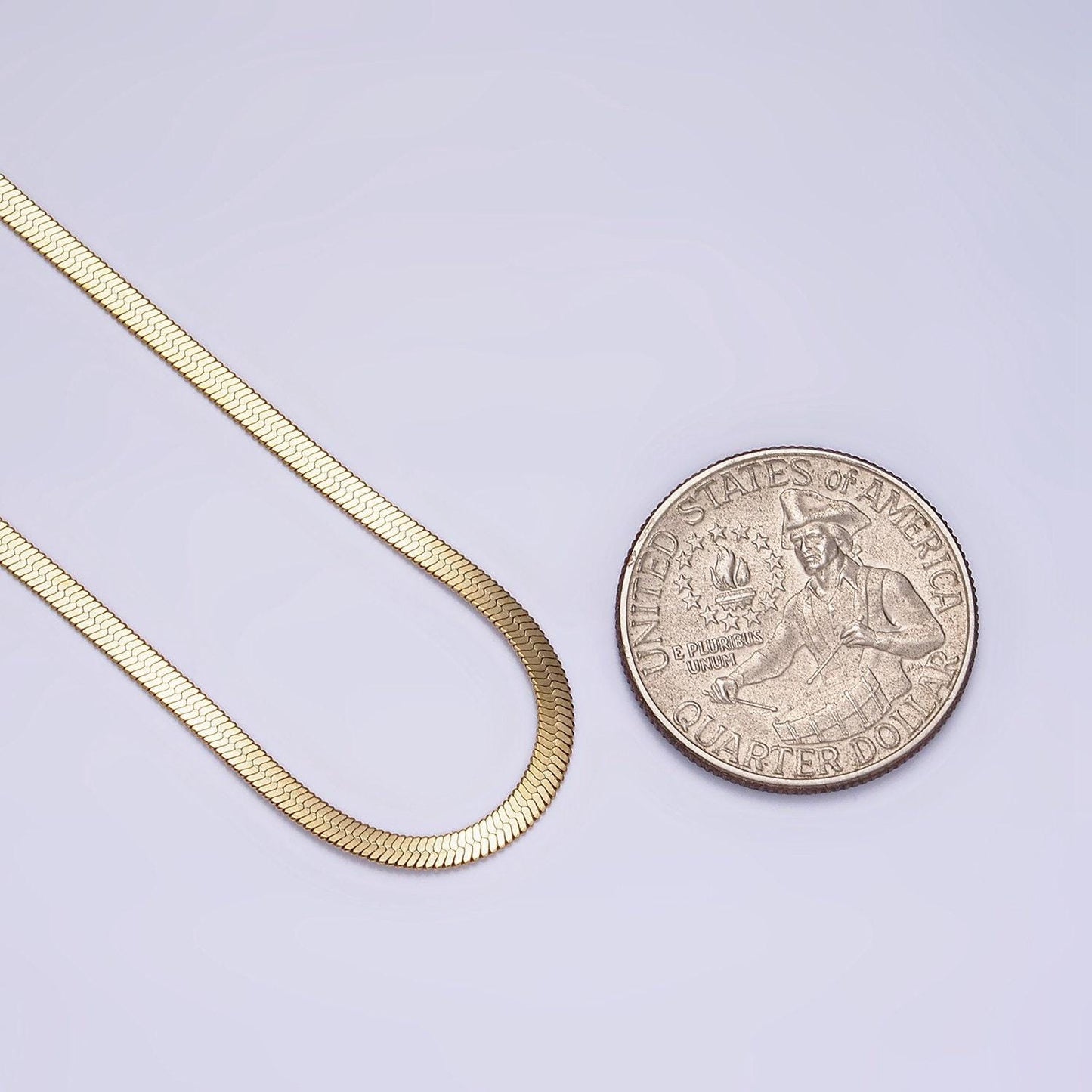 Stainless steel 2mm herringbone 18 inch layering chain necklace | wa-2017
