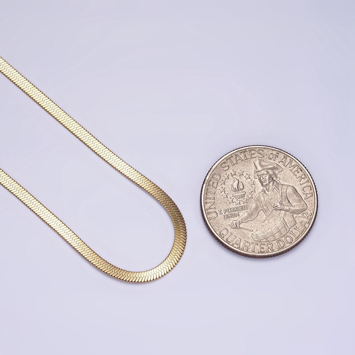 Stainless steel 2mm herringbone 18 inch layering chain necklace | wa-2017