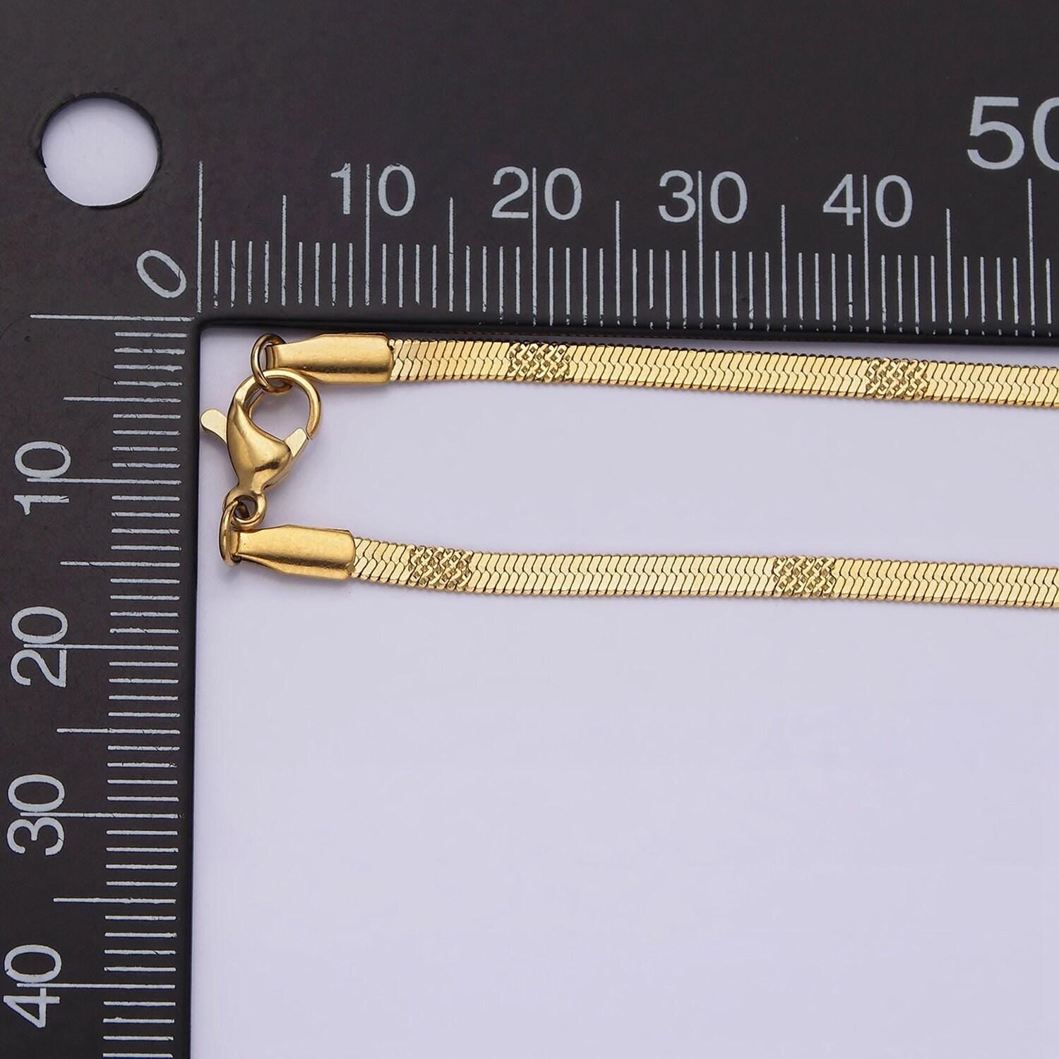 Stainless steel 2.5mm textured unique herringbone 18 inch layering chain necklace | wa-2005