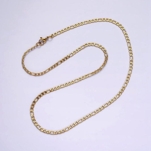 Stainless steel 2.8mm flat figaro 17.72 inch layering princess chain necklace | wa-2002