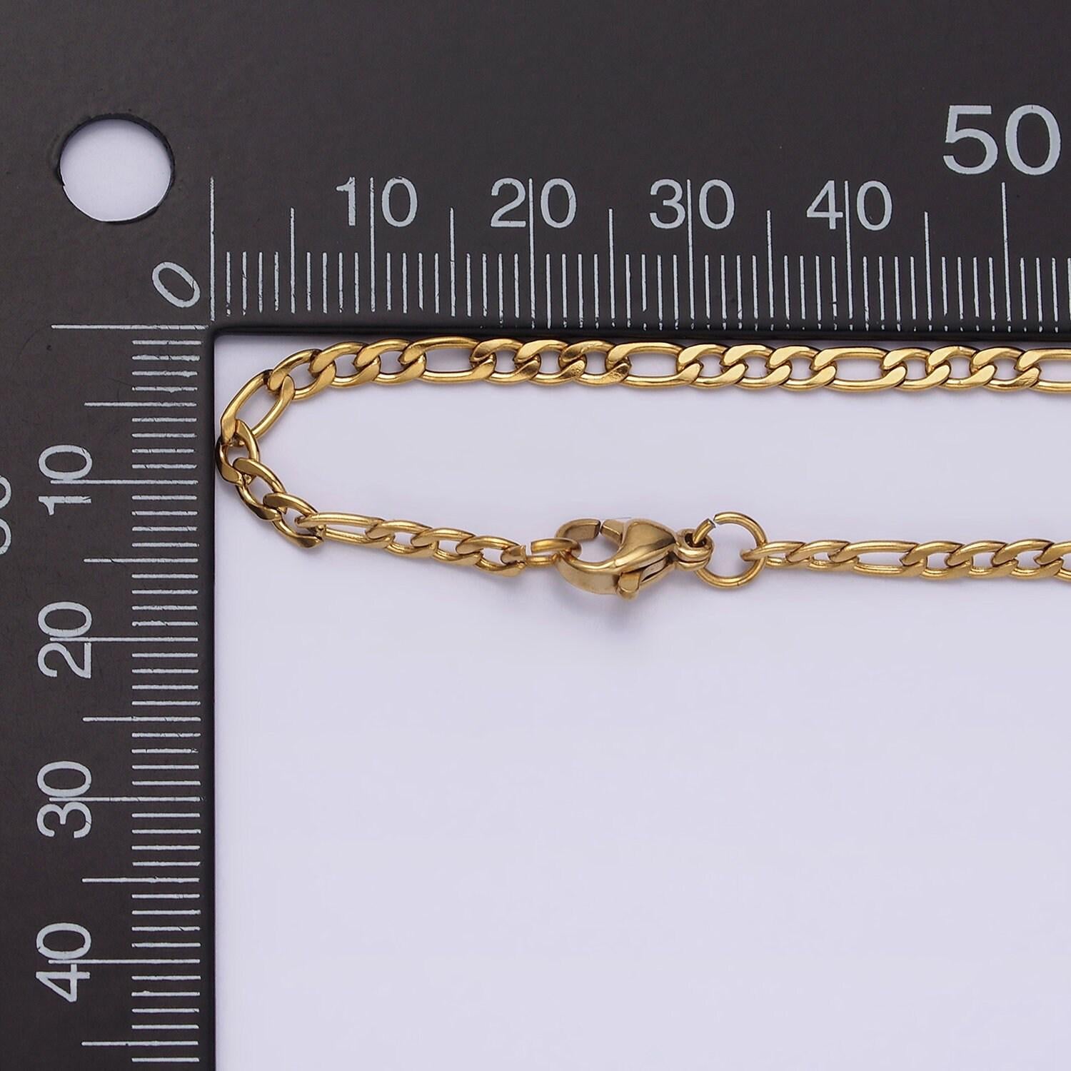Stainless steel 2.8mm flat figaro 17.72 inch layering princess chain necklace | wa-2002