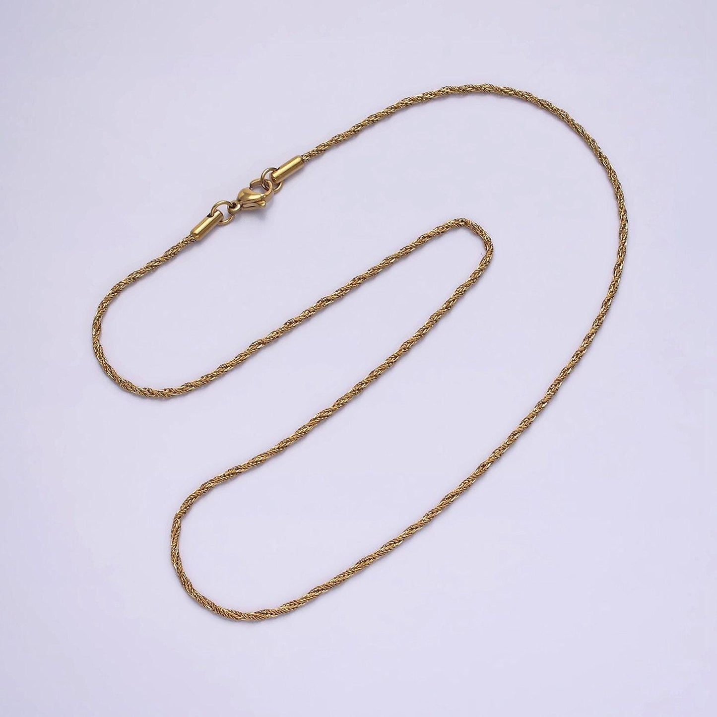 Stainless steel 1.5mm twisted rope 18 inch layering chain necklace | wa-1999